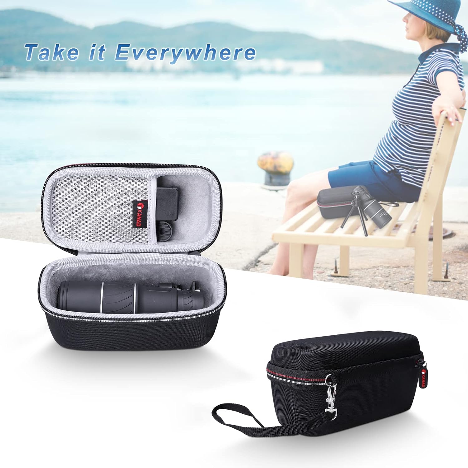 XANAD Monocular EVA Hard Case for Telescope Within Size 7.9 x 3.7 x 3.8 Inches - Travel Protective Carrying Storage Bag (Sale Case Only)