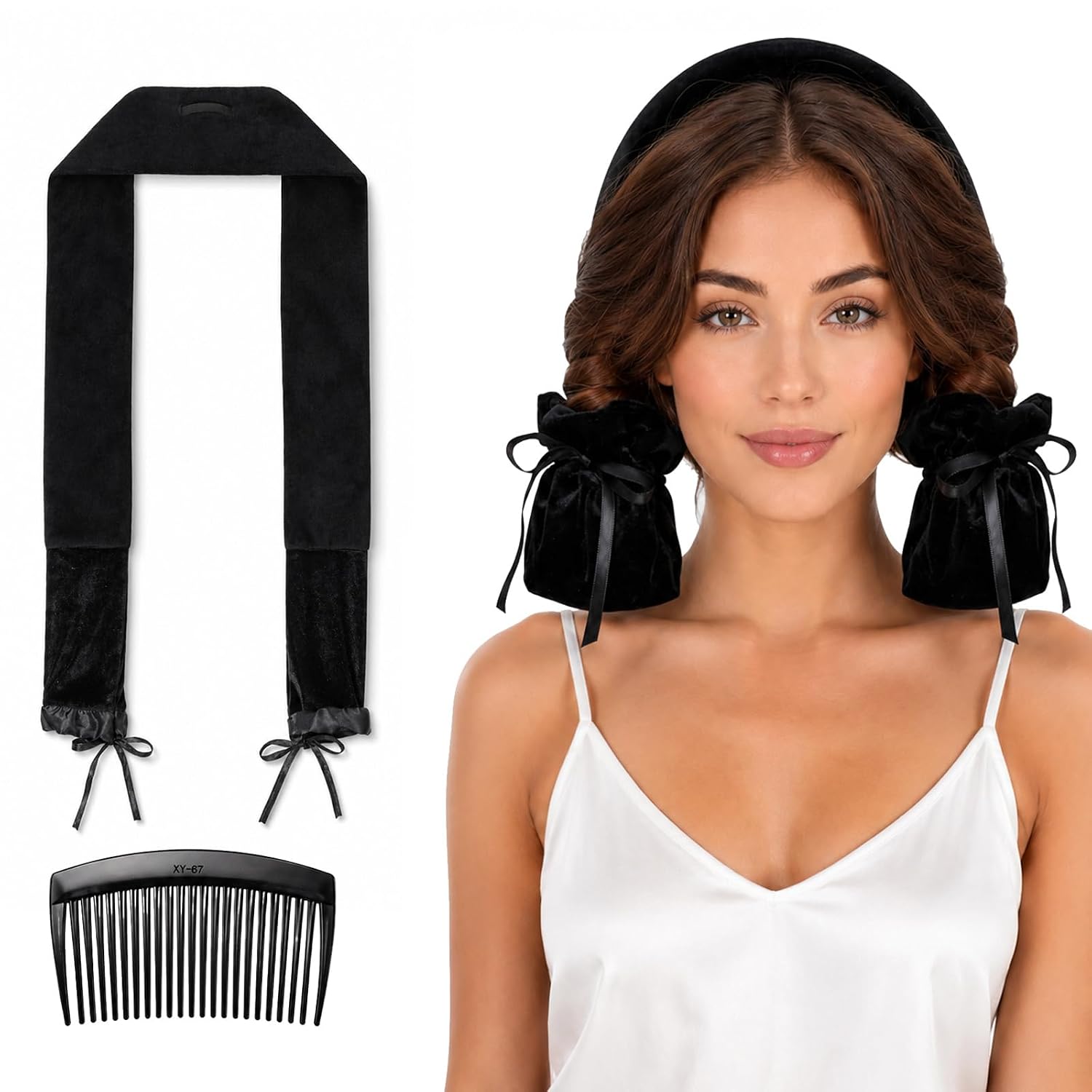Overnight Curling Tie Heatless Hair Curlers to Sleep in, Soft Ribbon