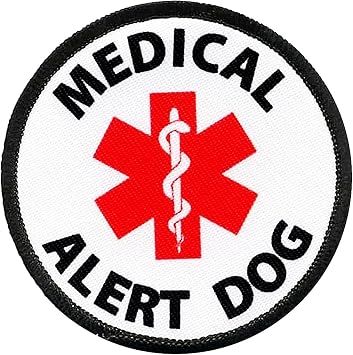 Medical Alert Service Dog Patch for Vests Gear, Tactical EMS Medical Alert Dog Emblem Embroidered Hook & Loop Patch Medical