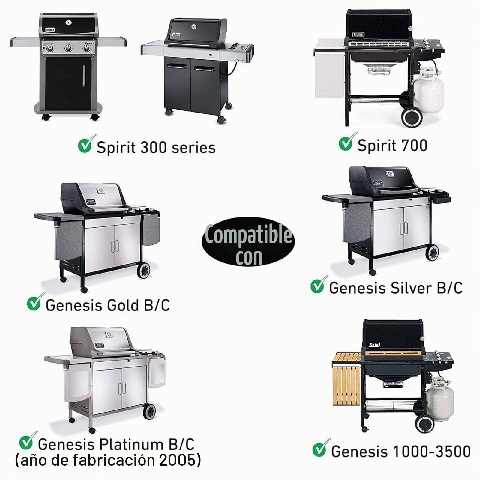 GFTIME 63.5CM Reemplazo de Parrillas de Calentamiento de Parrillas Reemplaza a Weber 7513, 7641 para Spirit 300 700 Series, Weber 900, Genesis Silver B/C, Gold B/C, Platinum I and II Gas Grills, 56CM