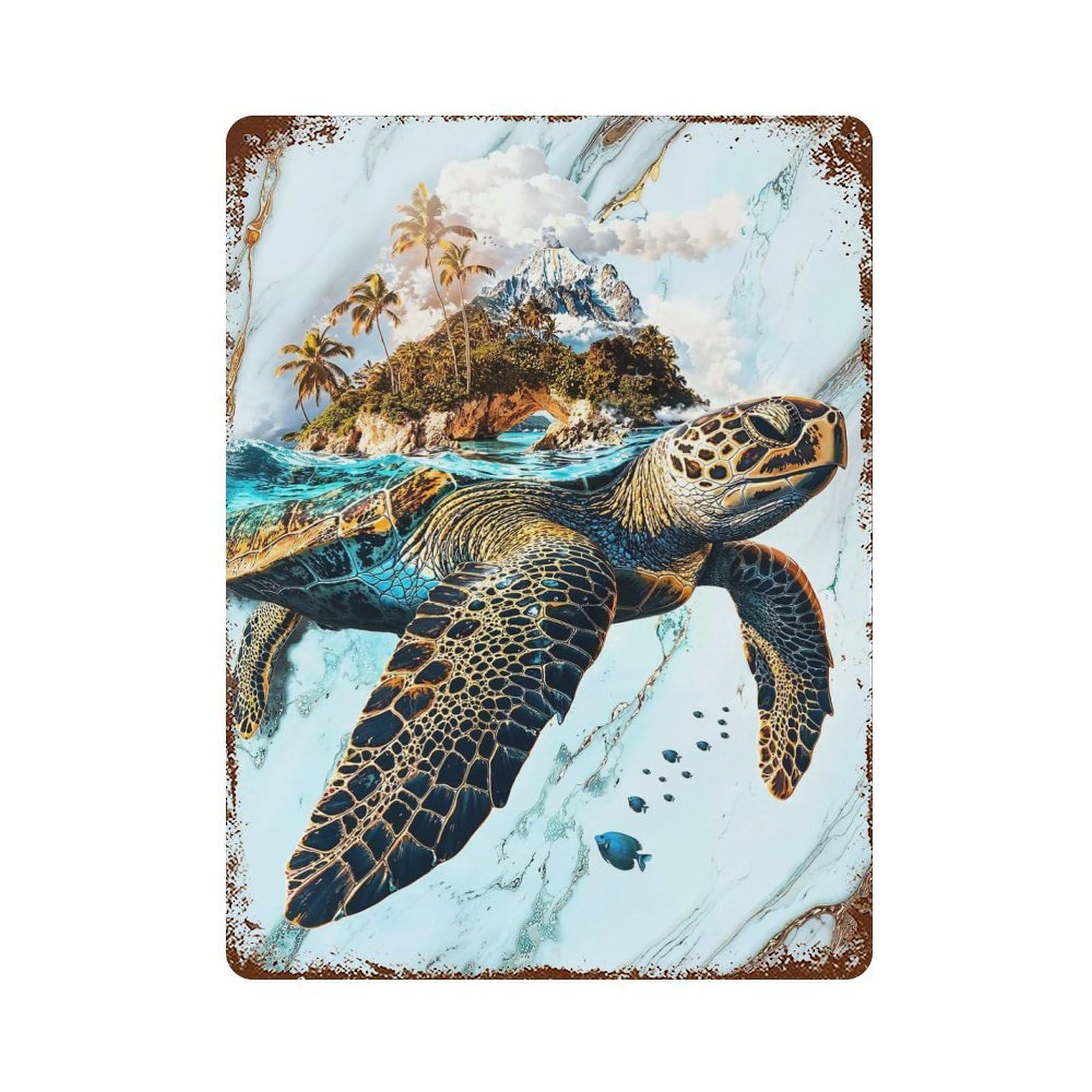 Oceans Eternal Voyager Retro Metal Sign 15.7"x11.8", Classic Wall Plaque for Garage, Pub Or Kitchen