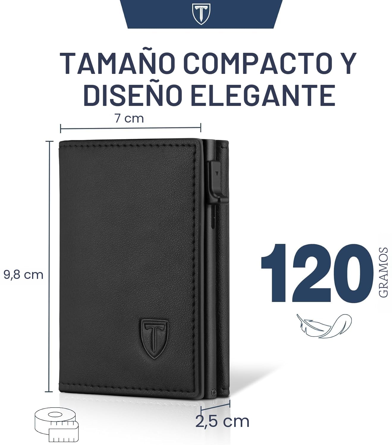 TEEHON Cartera Hombre Cuero Tarjetero Bloqueo RFID Pequeño Crédito Billetes Monedas Caja Regalo