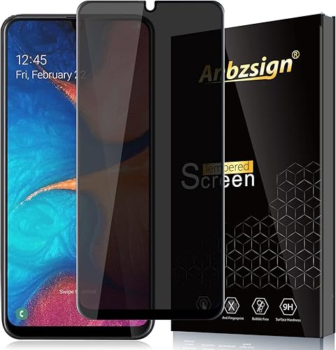 Anbzsign - Protector de pantalla de privacidad para Samsung Galaxy A20, cobertura completa, antiespía, privacidad 9H, dureza 9H, vidrio templado