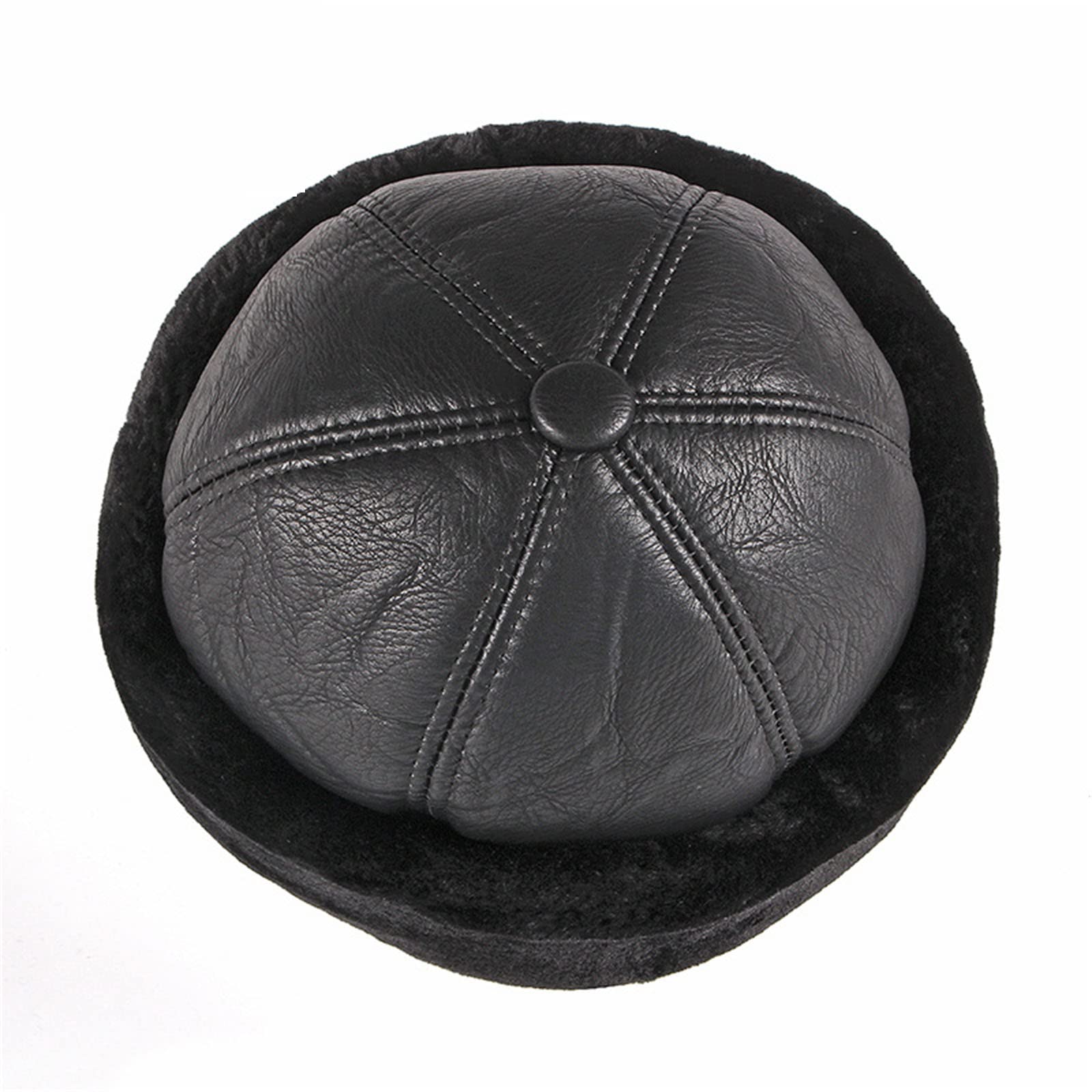 Cappuccio Termico Uomo, Cappello in Vera Pelle di Pecora, Teschio in Pelle Invernale, Interno in Pelliccia Artificiale