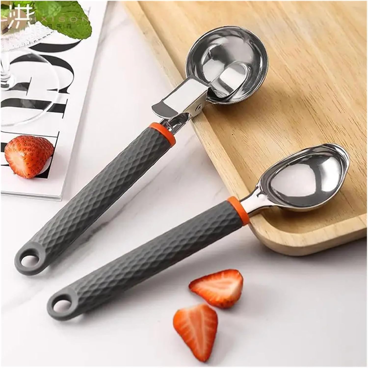 Ice Cream Scoop With Trigger Ice Cream Scooper Stainless Steel, Metal Icecream Scoop Spoon Kitchen Gadget