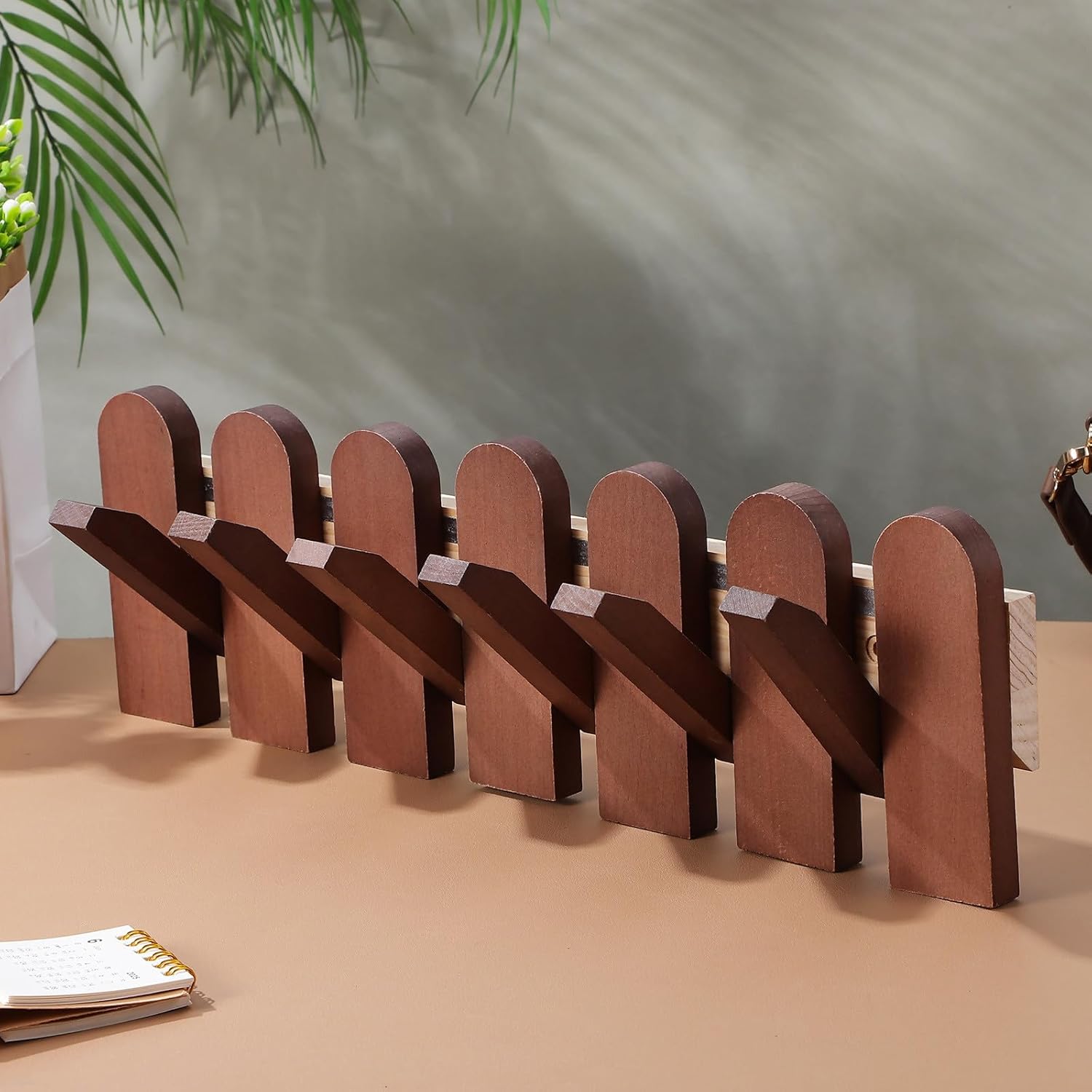 KICHOUSE Piano Key Wall Mounted Coat Rack Solid Walnut Wood 6-Hook Decorative Entryway Hanger for Coats Hats Bags Home Organization