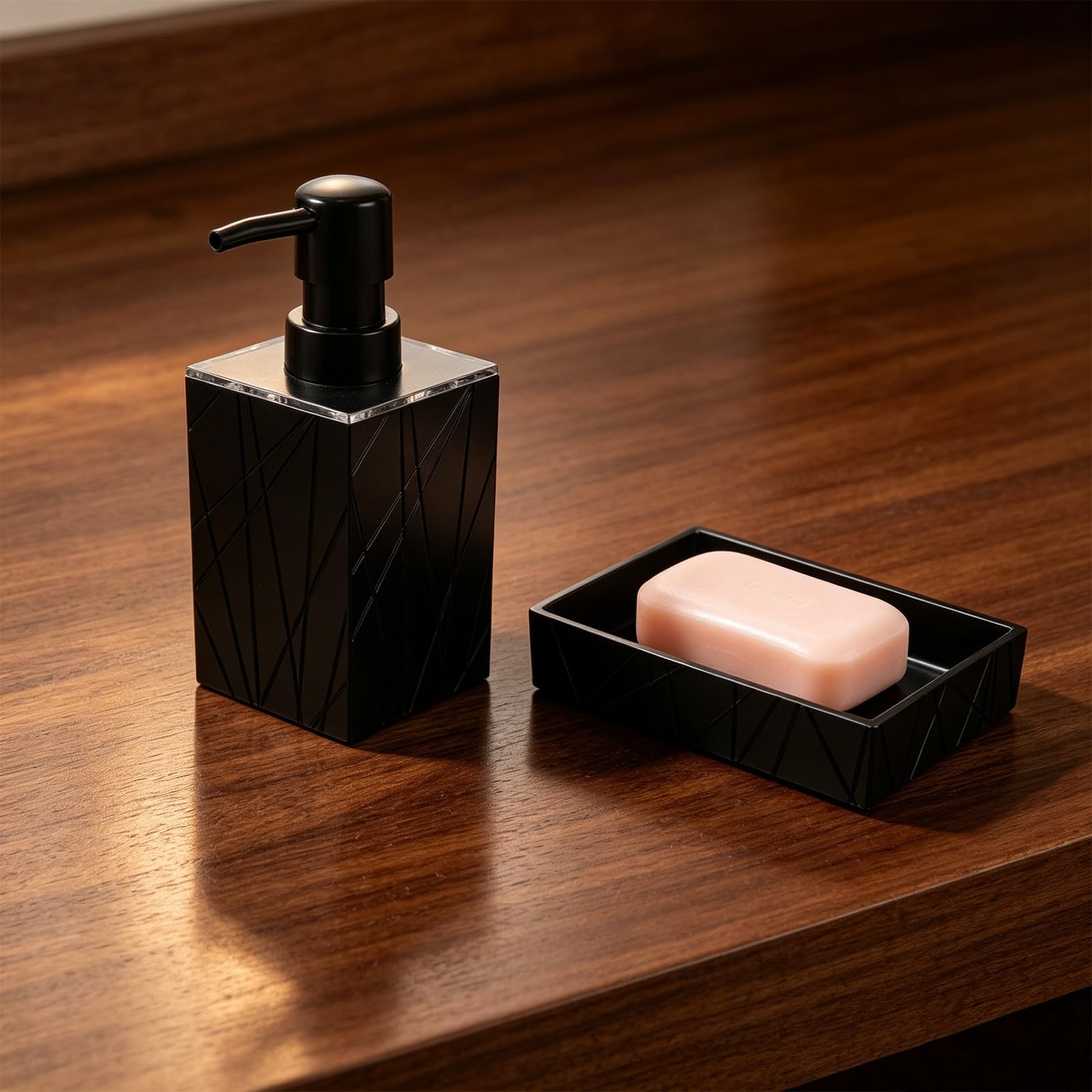 Cepillo y Soporte para Inodoro Negro, Juego Baño Moderno