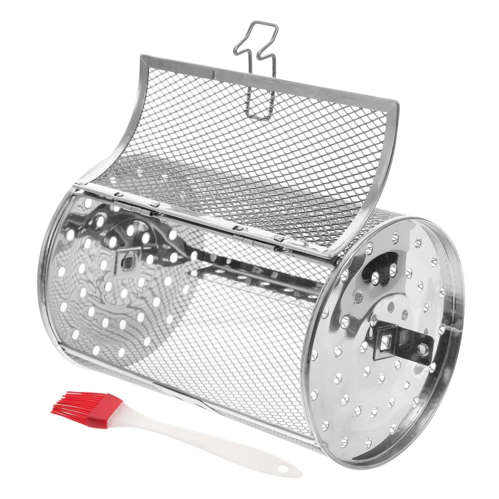 SUPVOX Grill Utensils Set Metal Rotisserie Basket Baking Pan Grill Cooking Rack Bbq Cage Holder Random