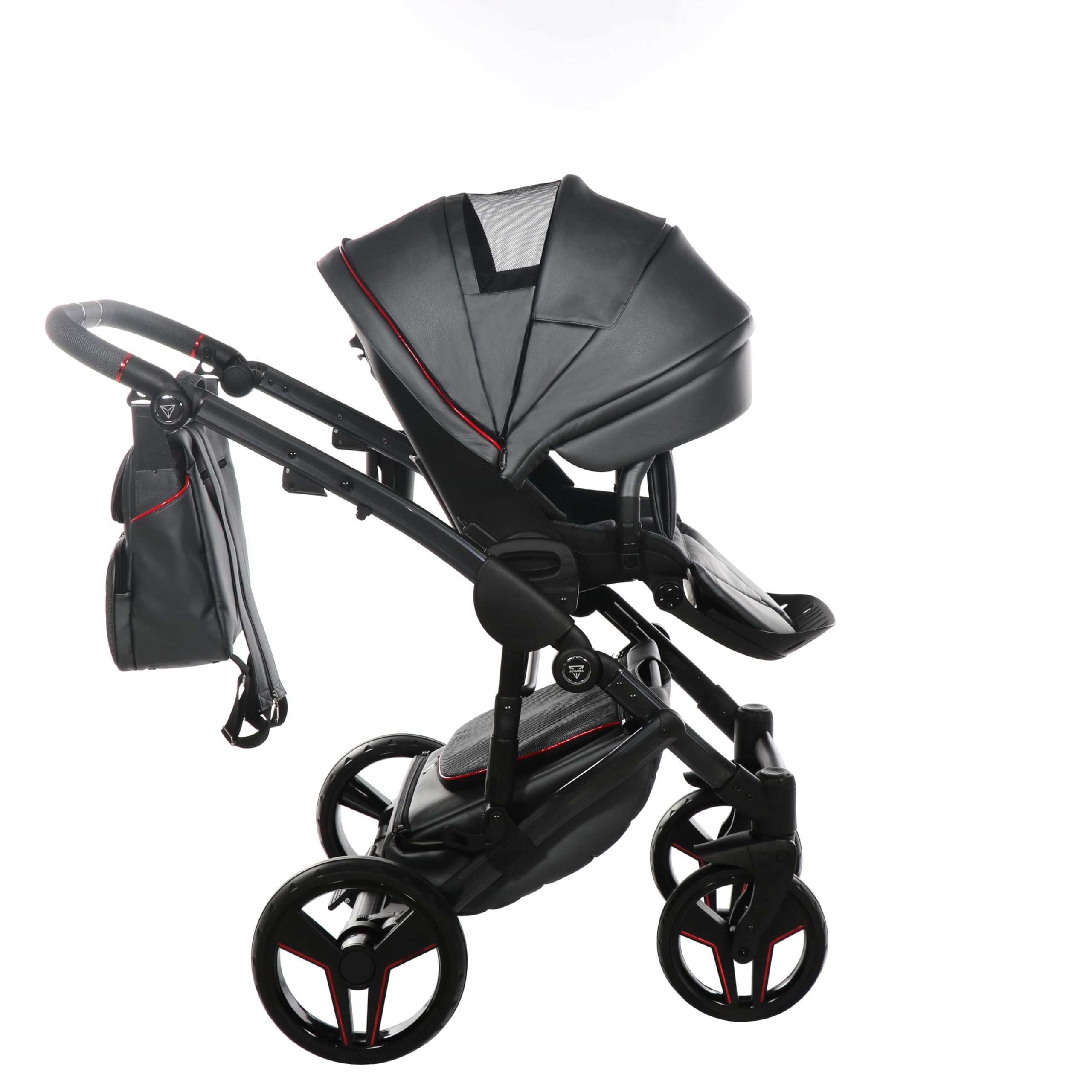 Junama Passeggino TRIO Diamond S Class 06 Grigio e Rosso - 2in1 3in1 4in1 + ombrellino (3 in 1 con Seggiolino Auto)