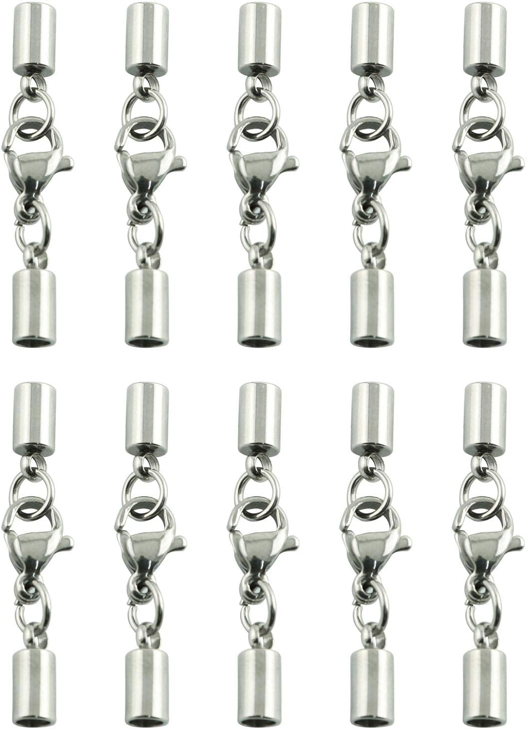 Tegg Leather Cord End Cap 10PCS 3mm Stainless Steel End