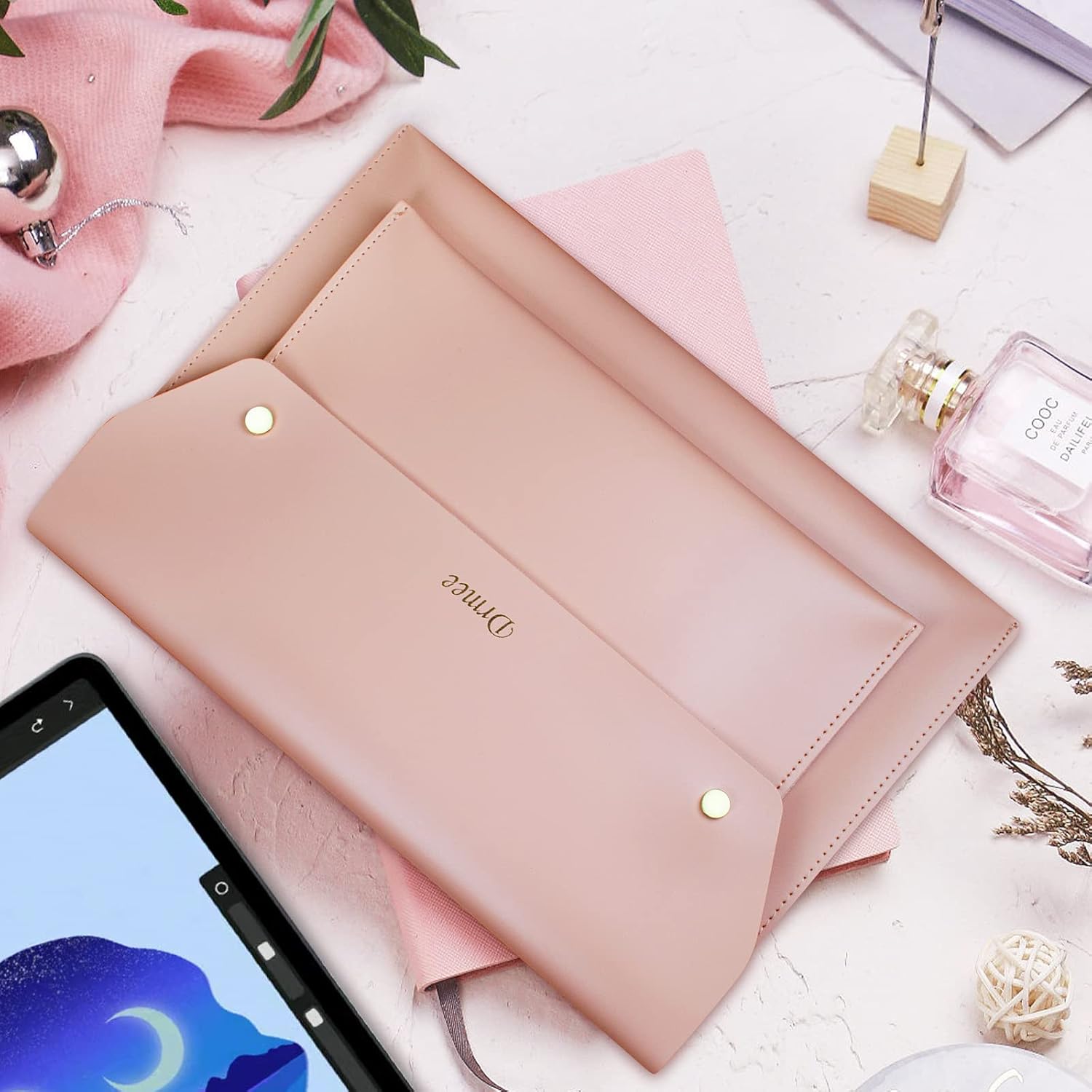 Tablet Sleeve Bag Carrying Case for iPad Pro 11 Inch, 10.5 iPad Air/ Pro,Samsung Galaxy Tab A, Leather Tablet Pouch with Front Pocket for Small Accessories,Pink : Electronics