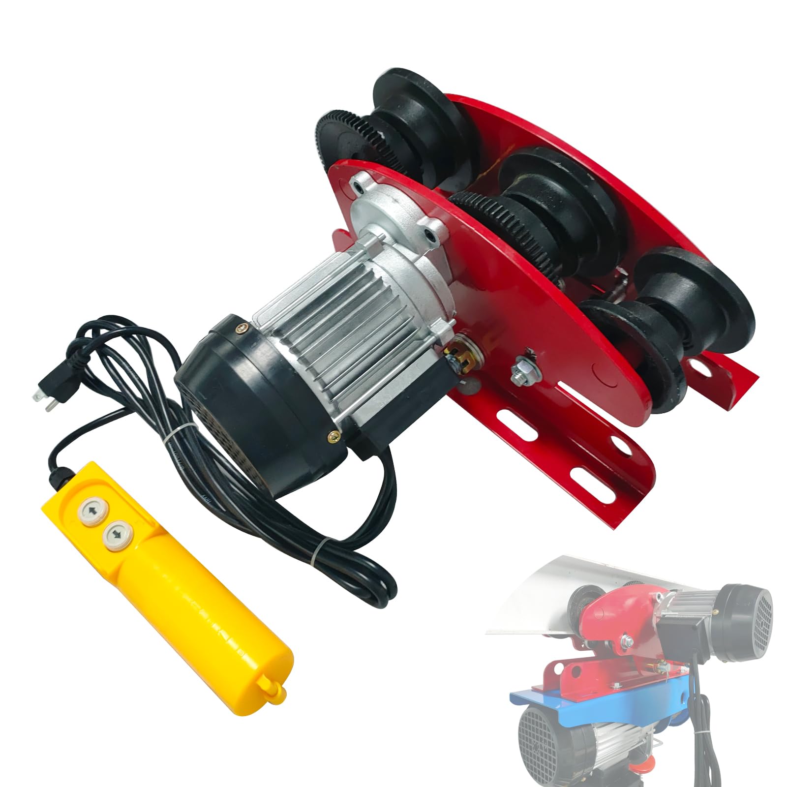 Photo 1 of Dremvoist Electric Trolley for Power Hoist, 1 Ton 2204 LBS Electric Hoist Trolley, 2.68"-4.33" Adjustable Beam Flange Width, for PA200-PA1000 Hoists Push Geared Overhead Crane Heavy Duty Wheels System