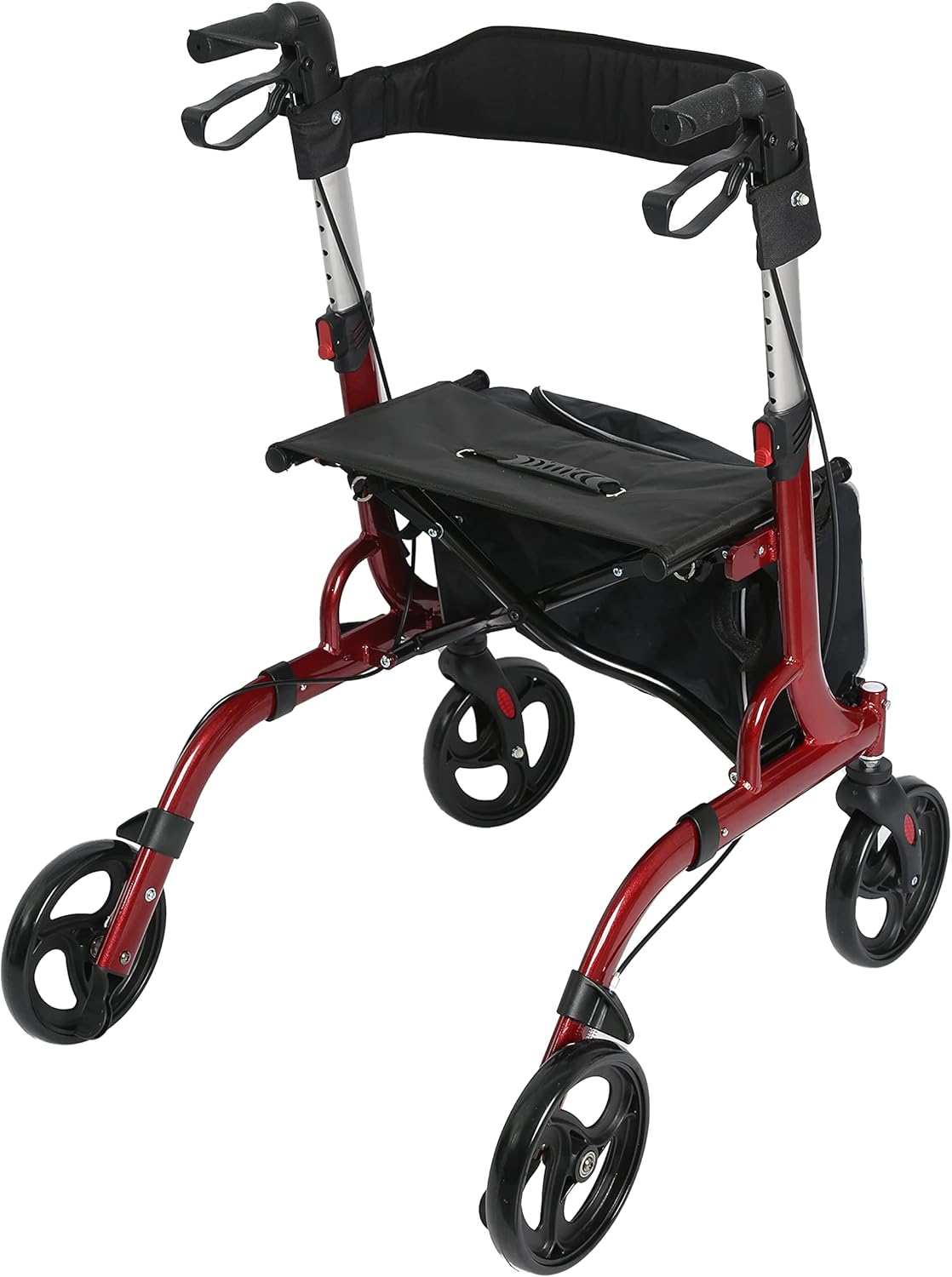 FreeAction Rollator Walker for Seniors，Medical Rollator Walkers with seat and 4-Wheel,Rolling Walker Supports up to 300 lbs，Red : Health & Household