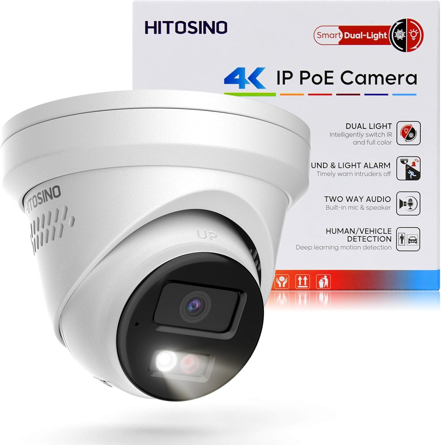 4K Outdoor Turret PoE Camera - 8MP Active Deterrent IP Camera w/Smart Color Night (98ft), 2-Way Audio, Human/Vehicle Detection, Full Metal IP67, 127° Wide Angle, 120dB WDR, Hik-Connect/SADP