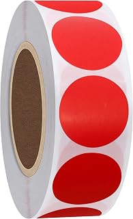 Hybsk Color Coding Dot Labels 1 Inch Round Natural Paper Red Stickers Adhesive Label 1,000 Per Roll (Red)