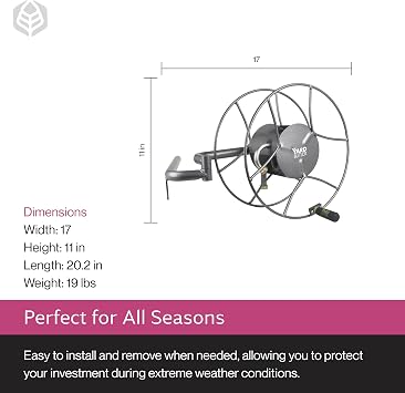 Yard Butler Swivel Hose Reel Wall Mount - 180 Degree Pivot Hose Hanger - Great for Garden Storage - Heavy Duty Steel - ISRWM-180
