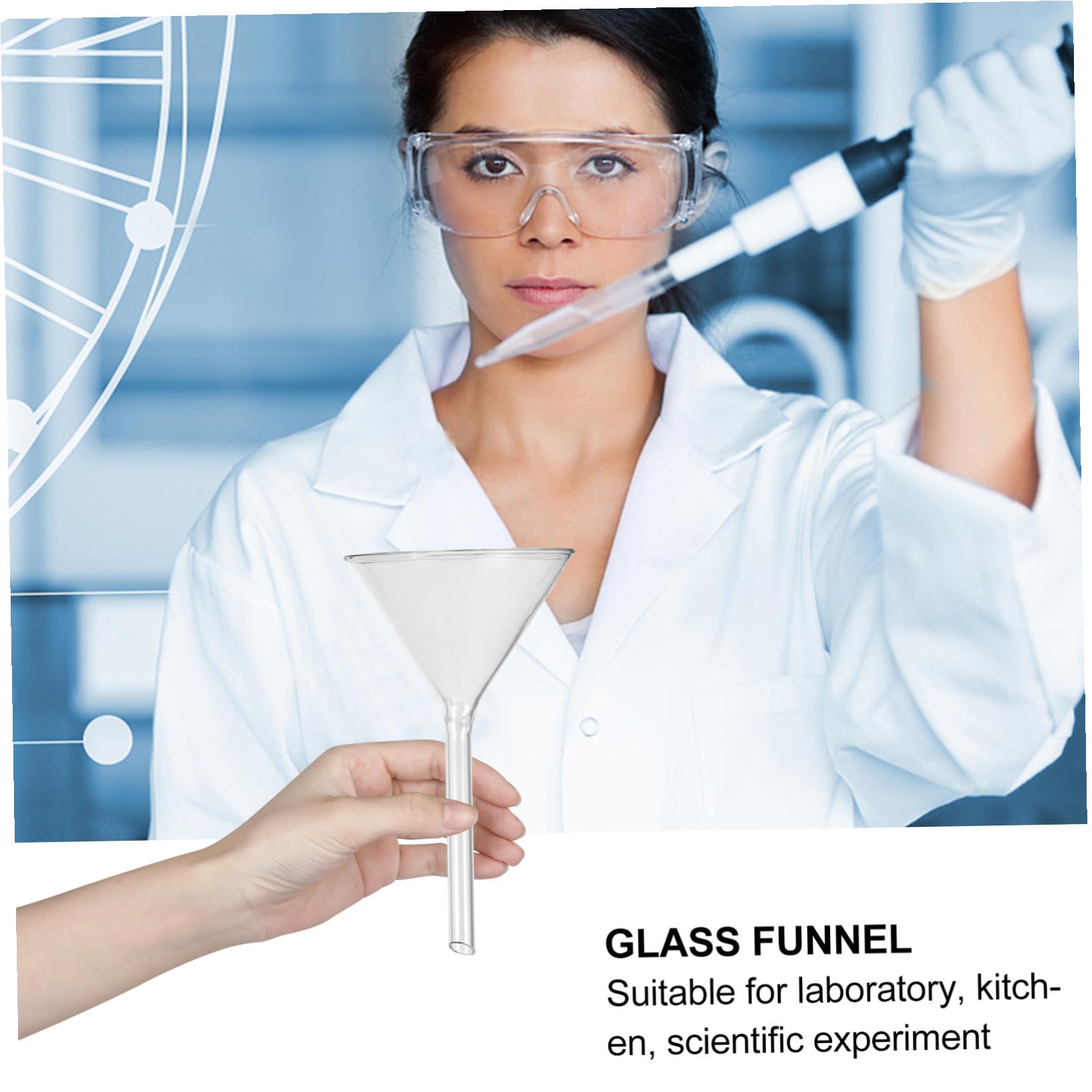 TOYANDONA Set 4 Pezzi Imbuti in Vetro da Laboratorio per Trasferimento Liquidi ed Estratti, Riutilizzabili, Ecologici, per Esperimenti Chimici e Precisione