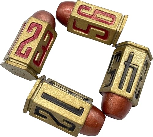 RPG Juego de dados de bala de metal  Cuatro dados de metal sólido D6 para D&DDND, Warhammer 40k y otros juegos de rol. Regalo perfecto de RPG para