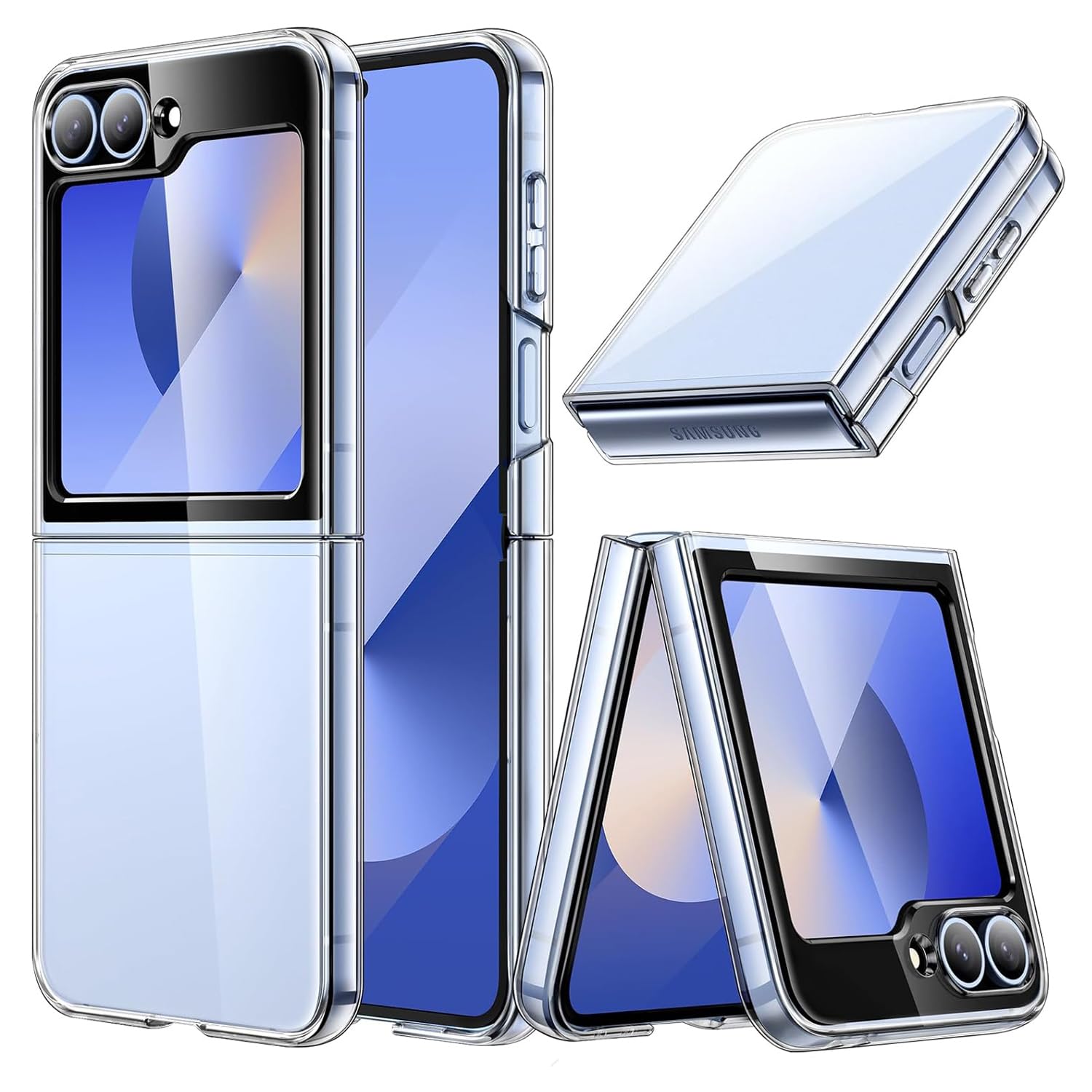RIGGEAR Sleek Crystal Hard Shell Back Cover Case Compatible with Samsung Galaxy Z Flip 6 / Z Flip 7 FE (Clear Hard PC)