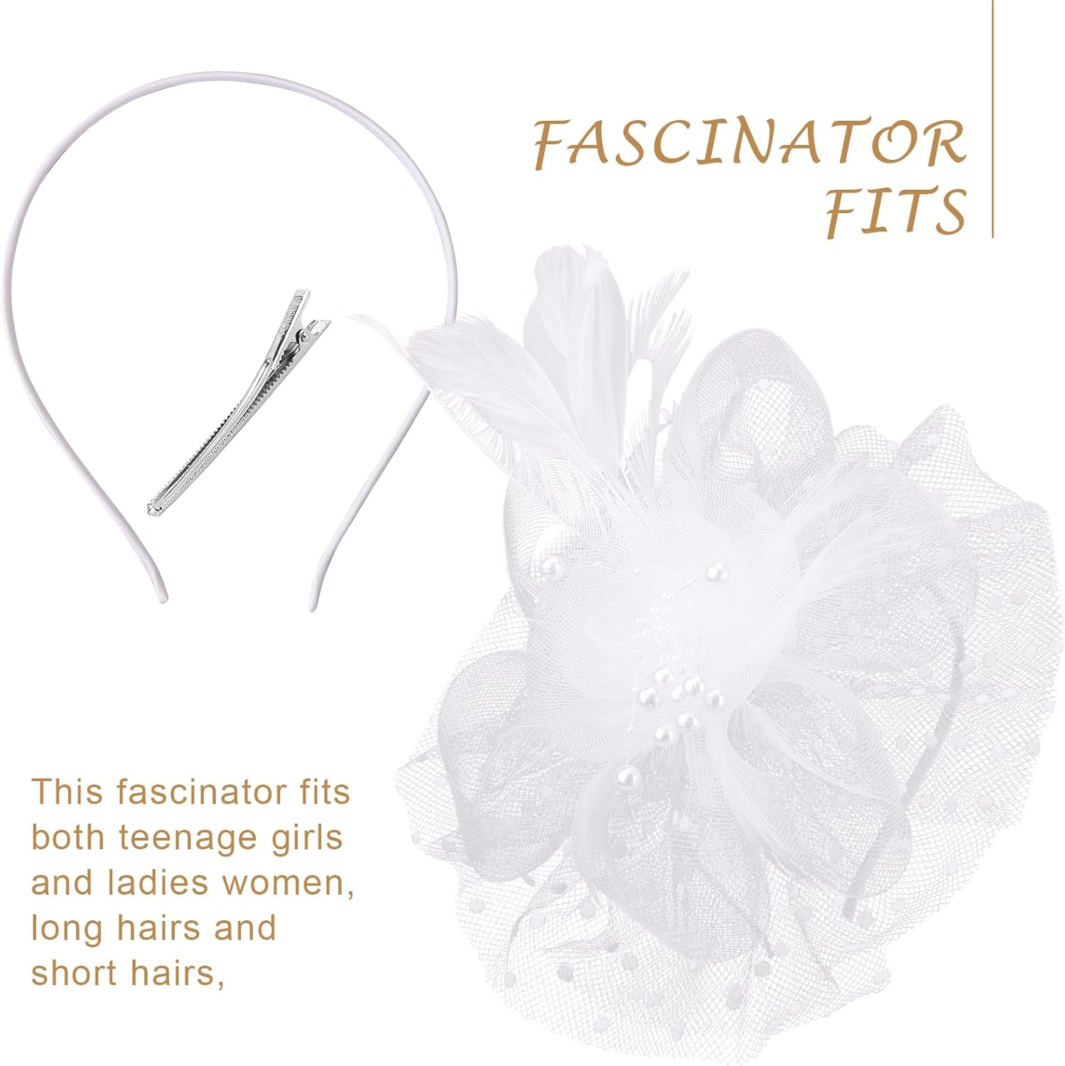 DRESHOW Fascinators Hat Feather Headband Women's Fascinators Tea Party Headwear with Clip Flower Head Band for Girls & Women - Image 4