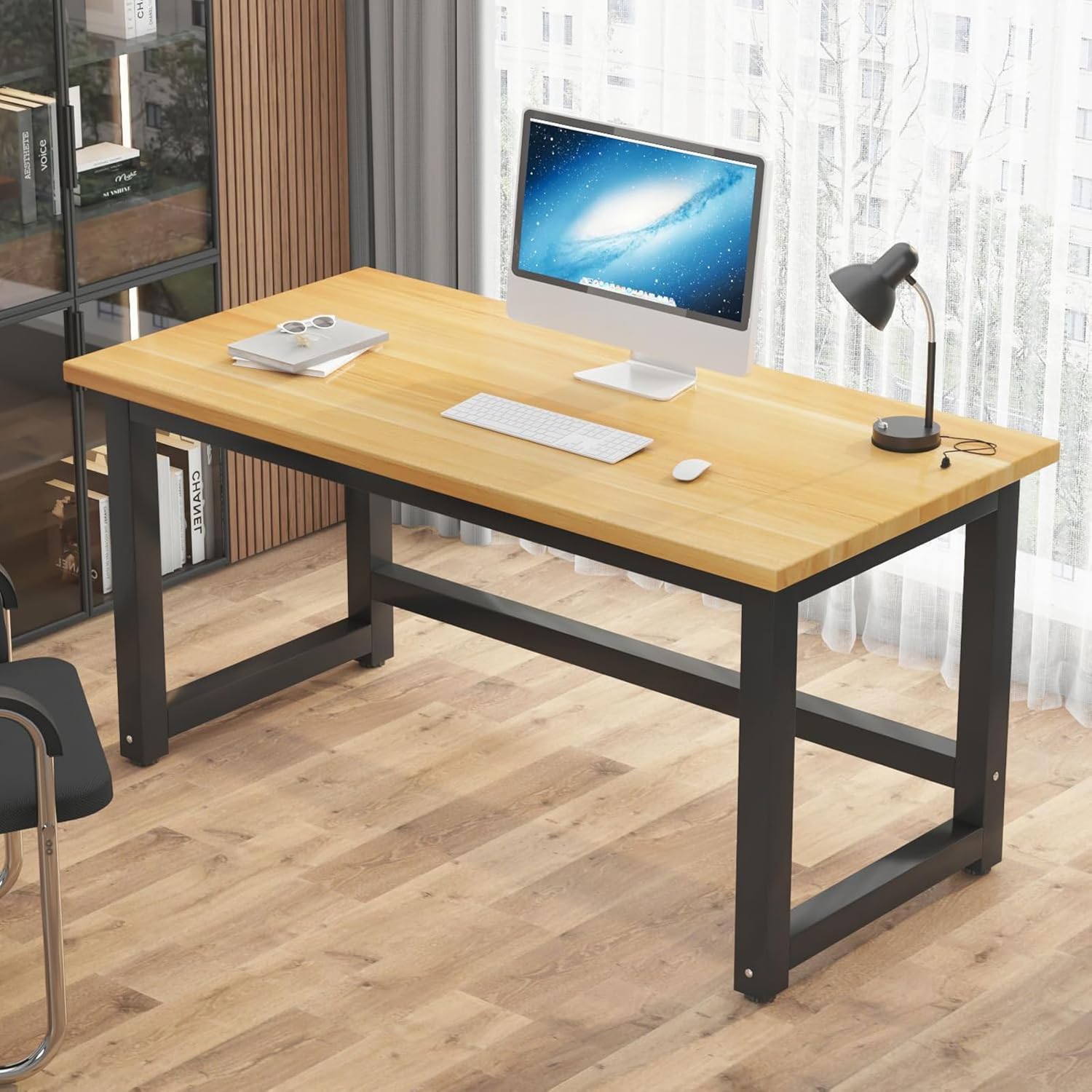 Home Office Desk, Large Computer Desk with Thickened Frame Modern Simple Study Writing Table Workstation Desk for Home Office(31 Inch, Grey)