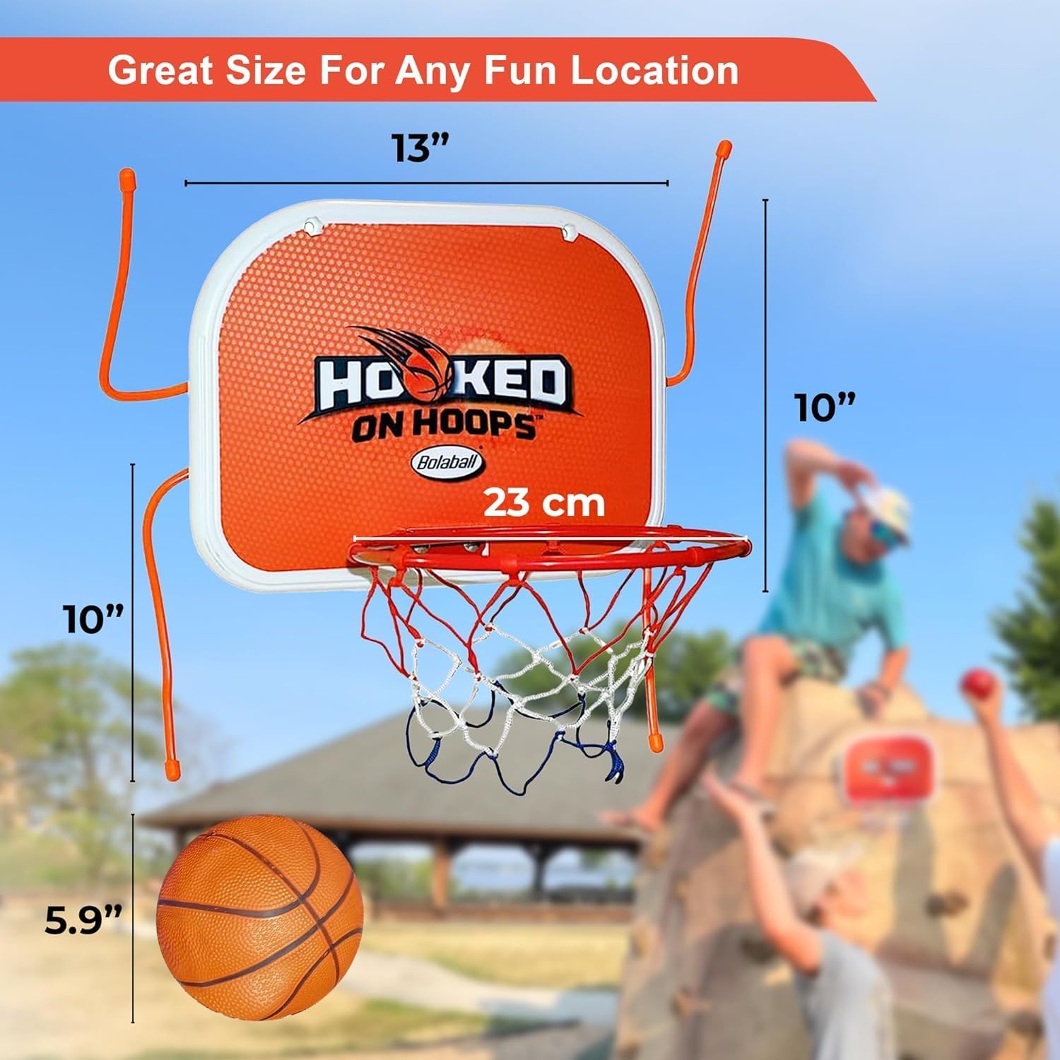 Outdoor Yard Games Bundle: Ring Toss & Hooked on Hoops | Family Board Games for Parties, Carnivals, and Picnics | Includes 6 Ropes & Mini Basketball Metal Hoop-Hooks Set
