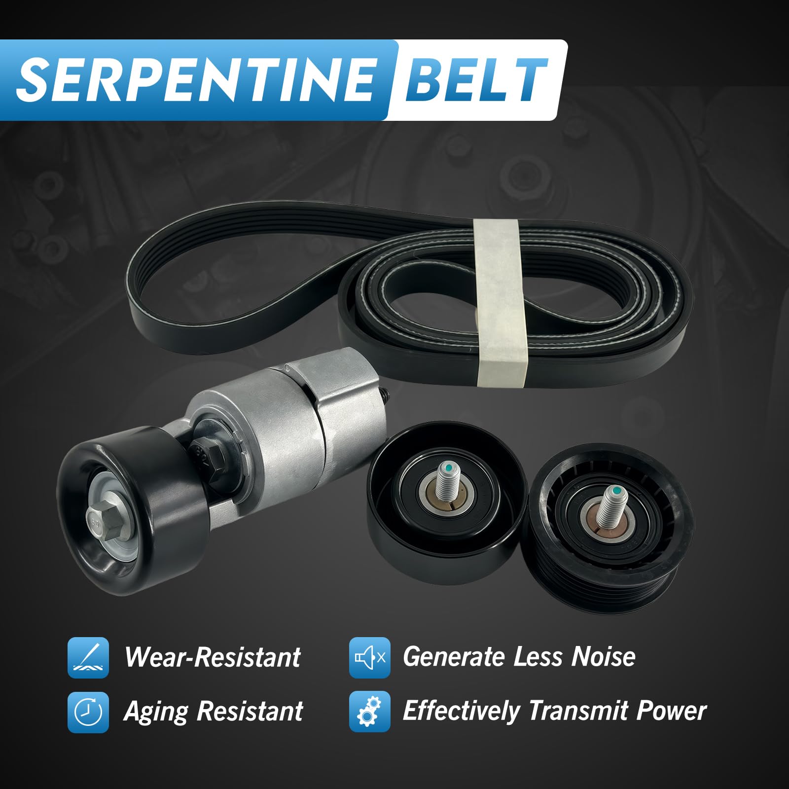 Kit de tensor de correa de transmisión y correa serpentina y polea tensora para Hyundai Santa Fe Sonata Tucson Kia Forte Magentis Optima Sorento sustituye a 6PK2125 2528125000 2528825001