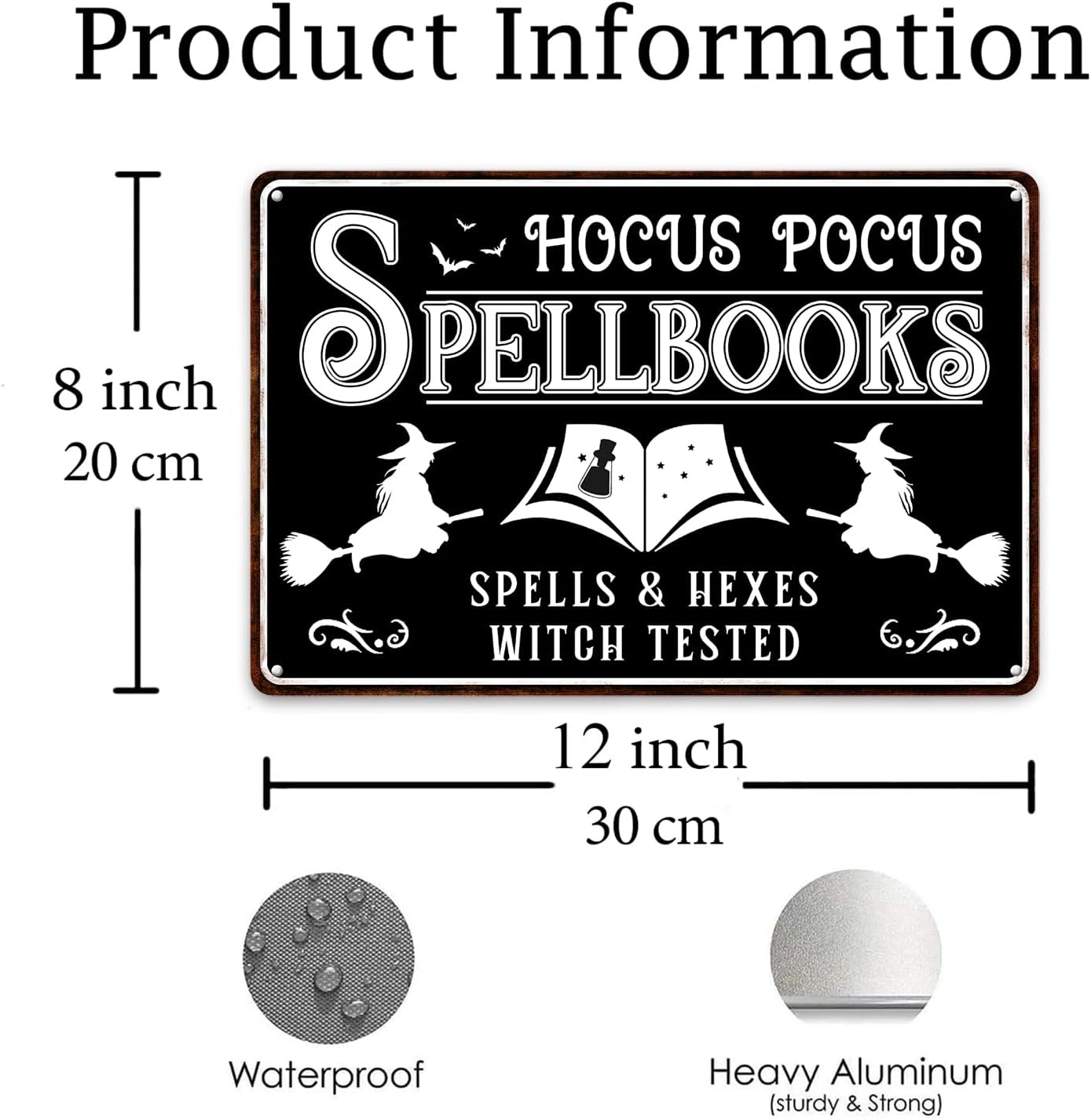 Generic Spell books Tin Sign Halloween Metal Signs Autumn Witch Ghost Pumpkin Wall Decor Sign For Home Kitchen Cafe 8x12 Inch image 2