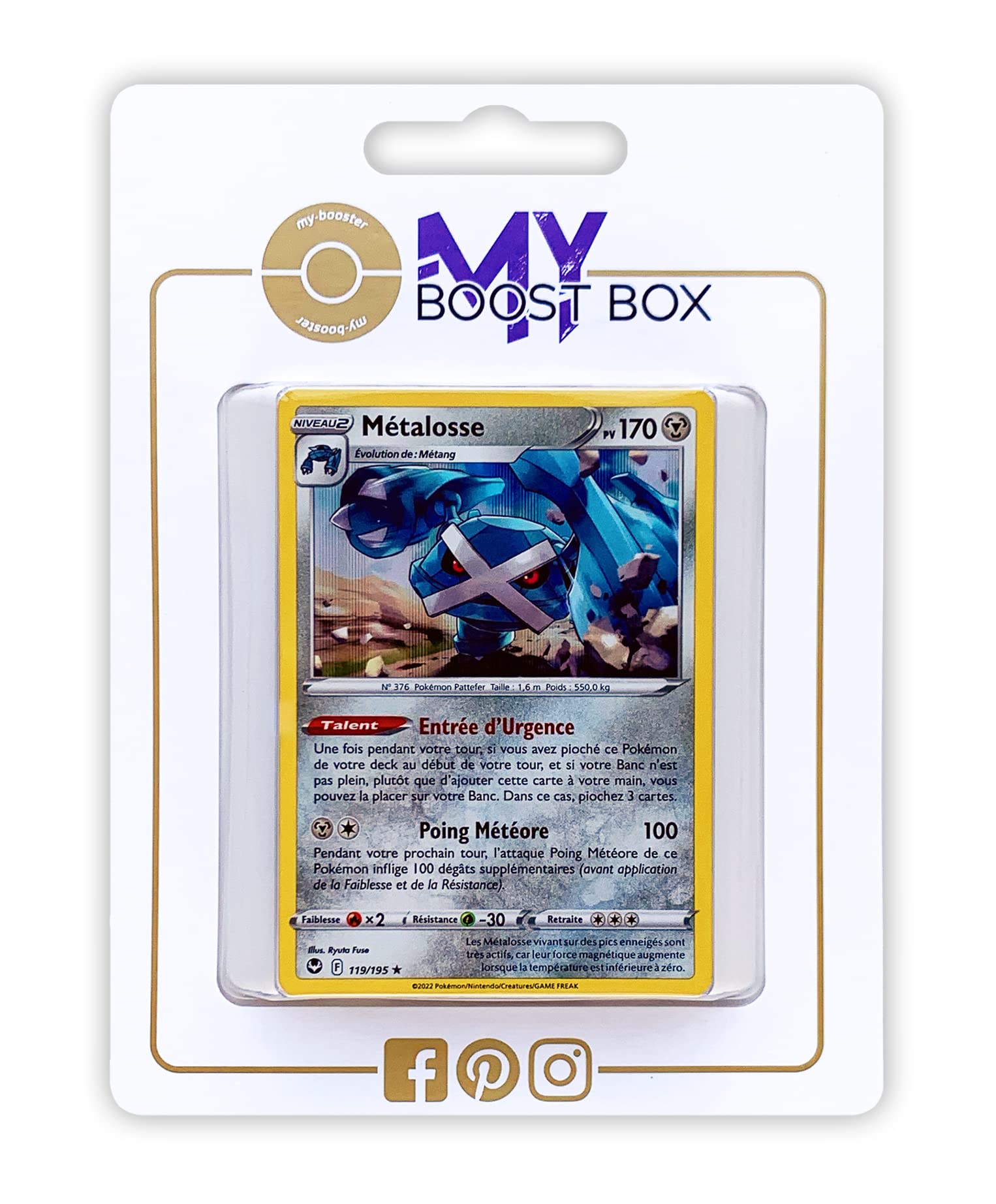 Métalosse 119/195 Holo Reverse – Myboost X Pokémon – Coffret 10 Cartes Françaises – Épée Et Bouclier Tempête Argentée – Originales
