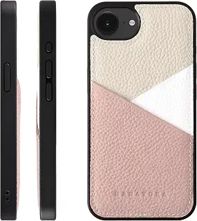 HANATORA for iPhone 17e 16e ケース 本革 耐衝撃 スマホケース スマホ カードポケット パステルカラー シュリンクカーフレザー ギフト マグネットなし ピンク PSP-16e-Pink