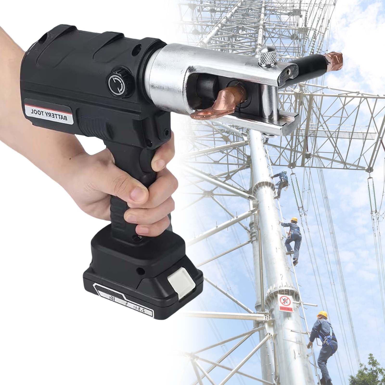 60Kn Akumulatorowe Szczypce Zaciskowe Hydrauliczne - 10-300 Mm² Automatyczna Zaciskarka Do KońCóWek Kablowych, Profesjonalne NarzęDzie Do Zaciskania KońCóWek Miedzianych I Aluminiowych,240