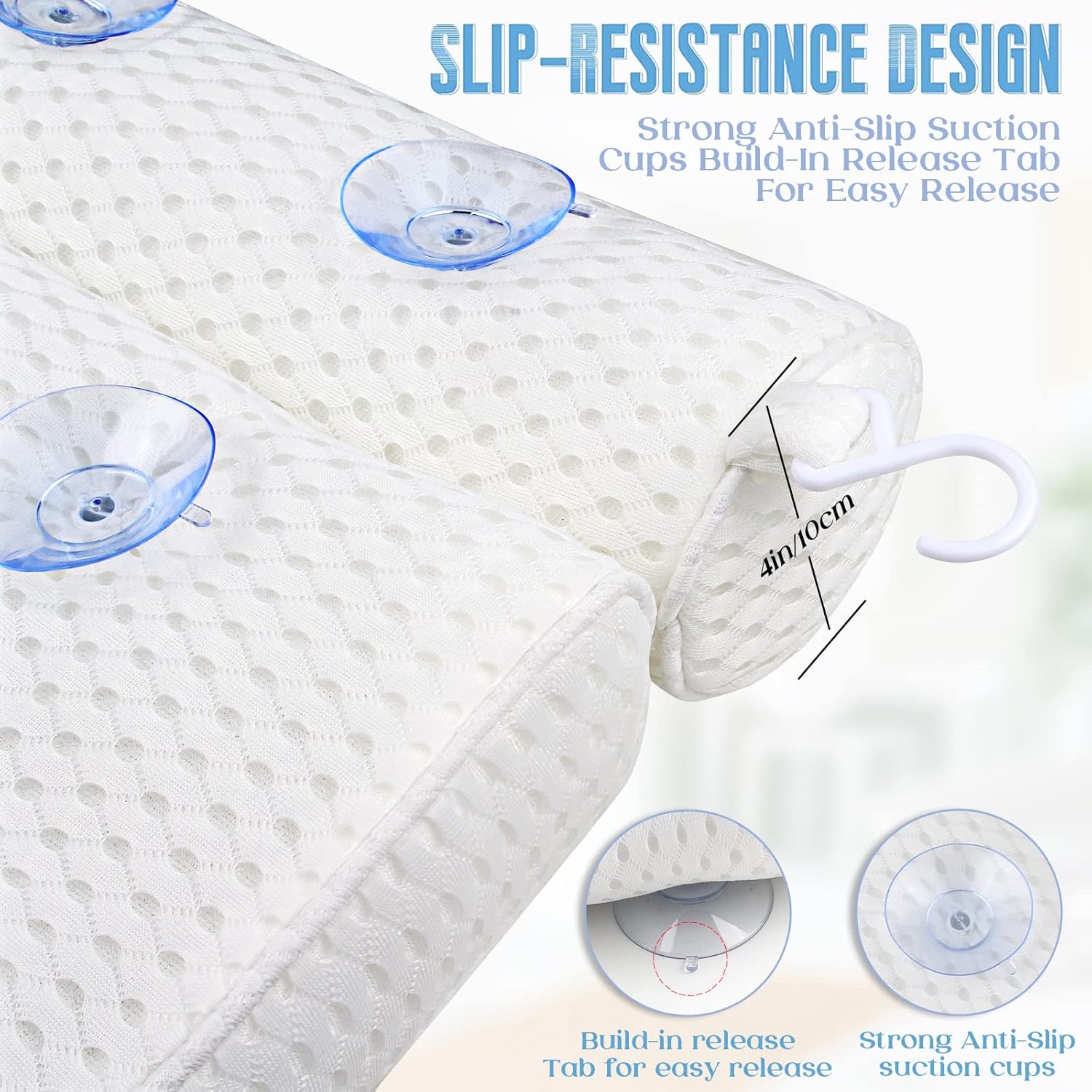 Slyfoam Bath Pillow, Bathtub Pillow with Anti-Slip Suction Cups, 4D Air Mesh & Soft Spa Bath Tub Pillow, Bath Pillows for Tub with Neck and Back Support, Fits All Bathtub, Spa Tub, Jacuzzi : Beauty & Personal Care