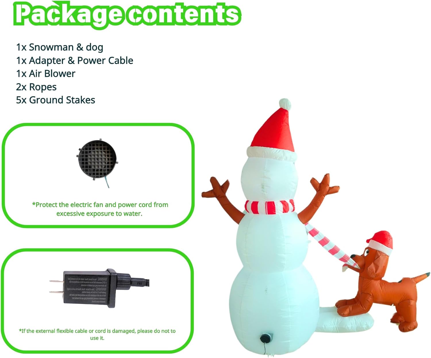 PTS 6FT Inflatable Snowman with Dog Outdoor Decoration, Christmas Blow Up Yard Decorations, Built-in LED Lights Inflatables Xmas Holiday Funny Decor for Indoor Lawn Garden