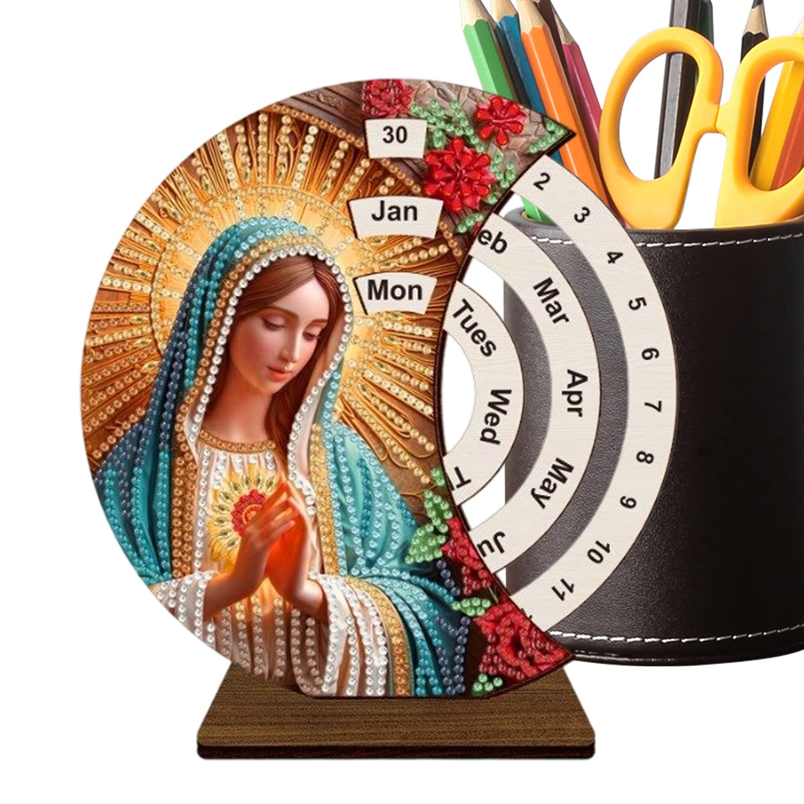 Bloque de dígitos de madera maciza para calendario eterno de mesa 8