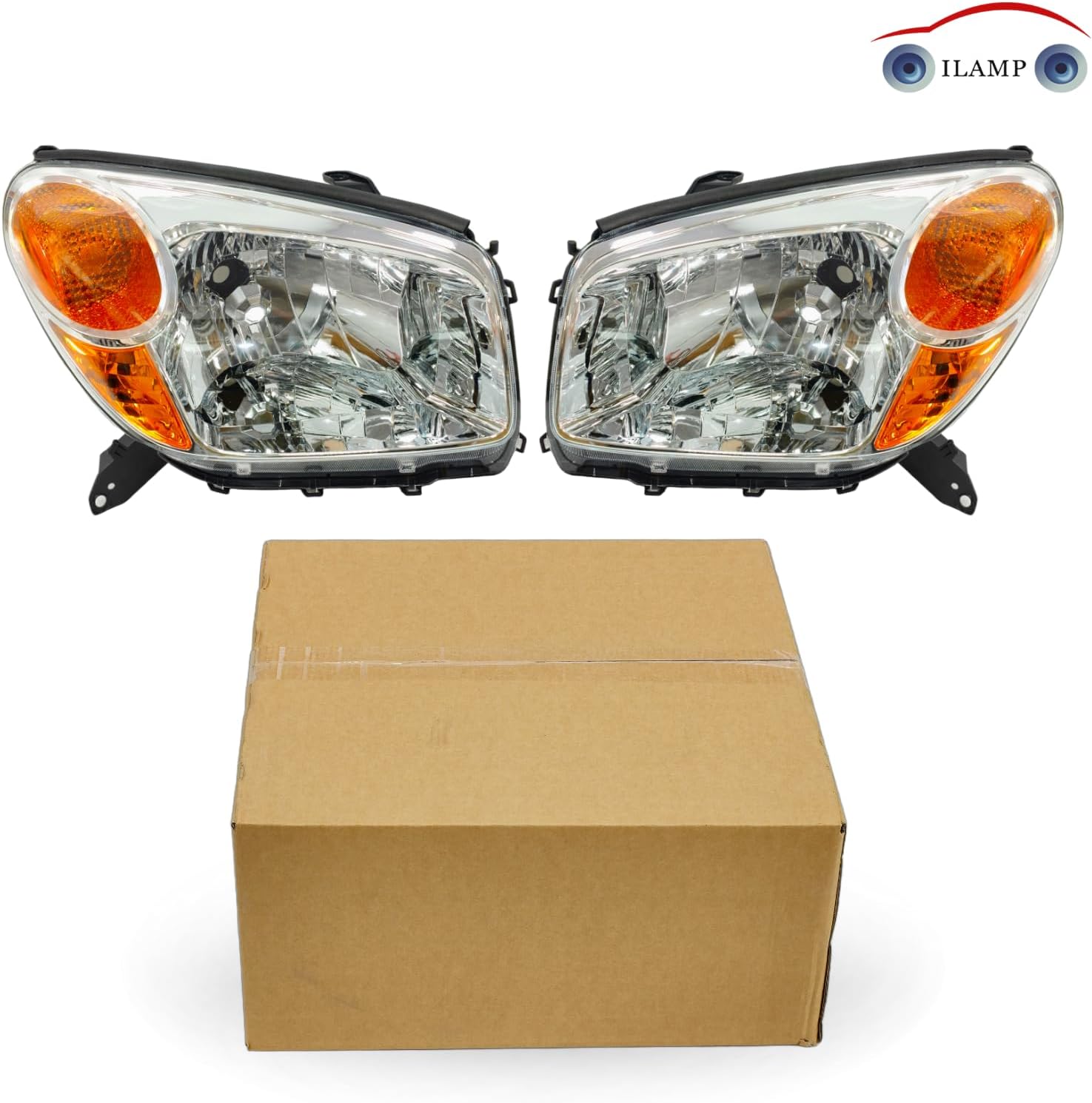 Headlight Pair Fit for 2004-2005 Toyota RAV4 Headlamp Driver+Passenger Side LH+RH AM-RV04A01L+R
