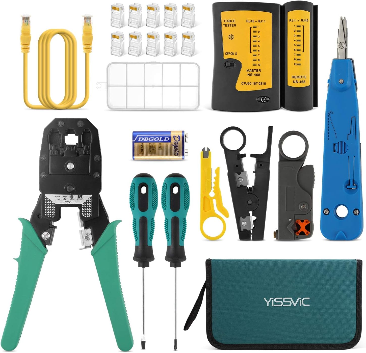 YISSVIC Network Cable Tester 13 in 1 Network Repair Kit with 10Pcs RJ45