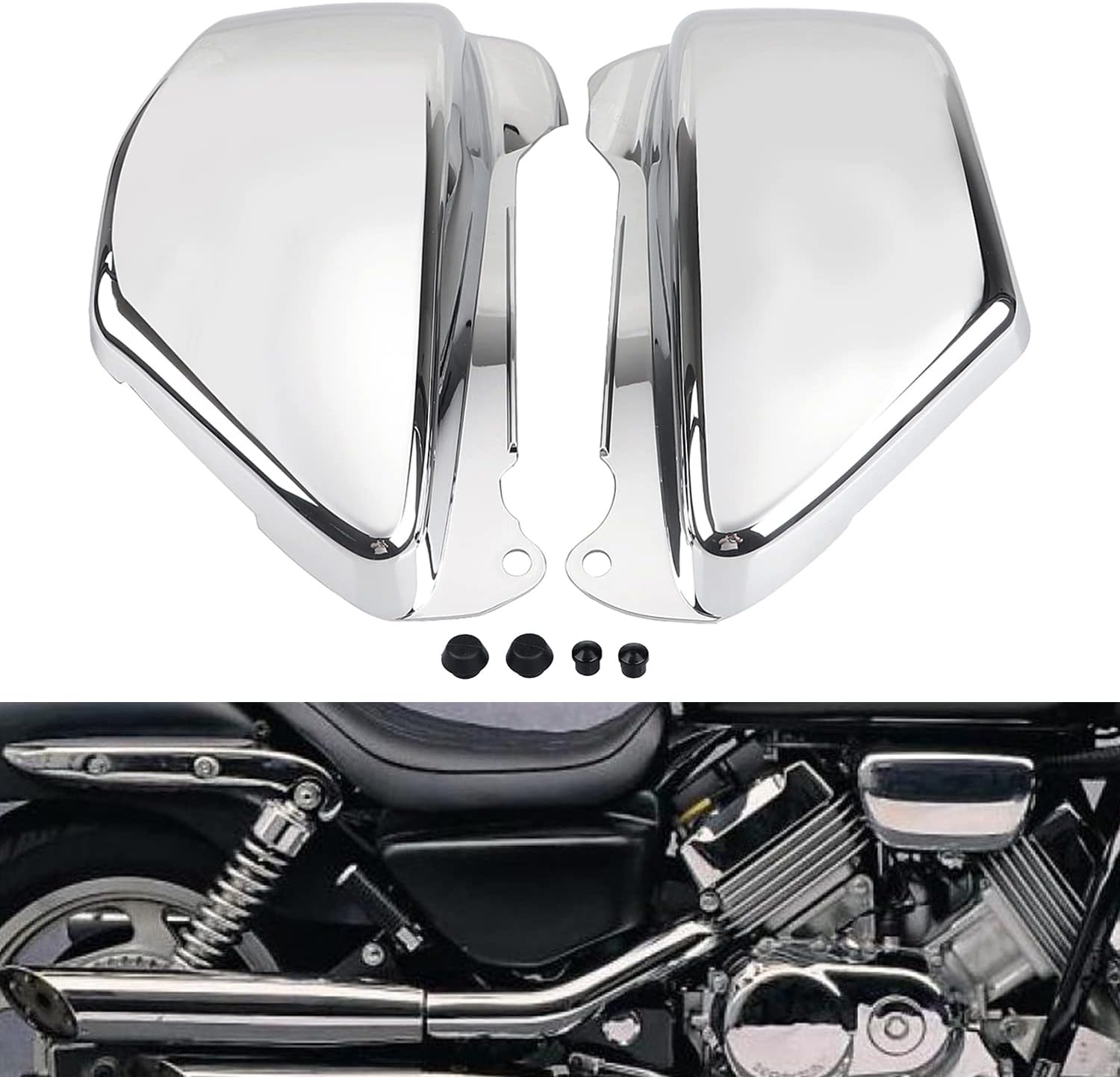 Motorcycle ABS Side Battery Fairing Covers Side Panel Oil Tank Cover for Honda Magna 750 VF750CD VF750CX VF750C 1994-2004,Chrome