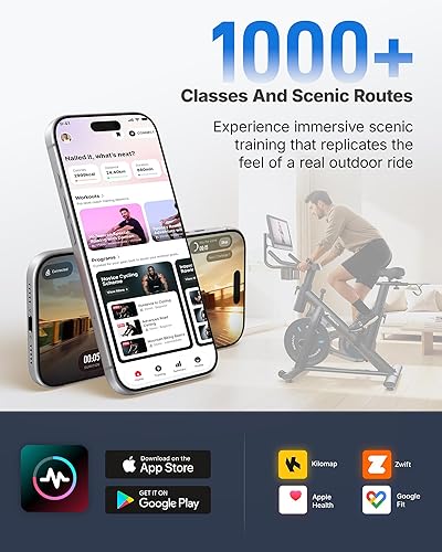 Miniatura 8 de MERACH Bicicleta de Ejercicio, Bicicleta Estática con Pastillas de Freno y App Exclusiva, Bicicleta de Ciclismo Interior de Bajo Ruido con Capacidad