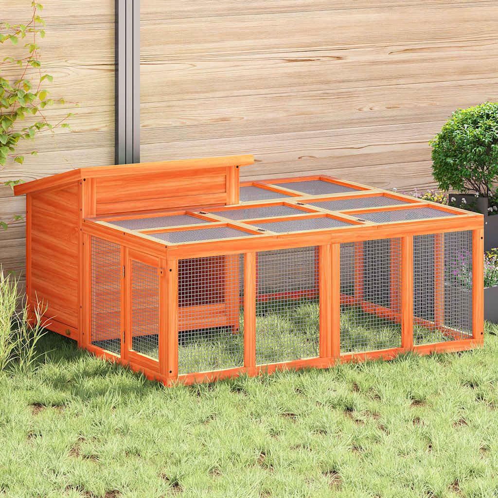 Stajnia dla królików z litego drewna sosnowego, 144 x 123 x 67,5 cm, z wybiegiem i wodoodpornym dachem, dla małych zwierząt, takich jak króliki, świnki morskie, zajęcy, gryzonie, do użytku