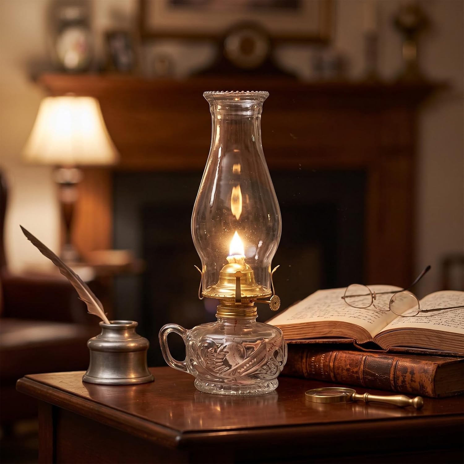 Yahenda 2 Pcs Chamber Oil Lamps, Large Kerosene Lanterns,Clear