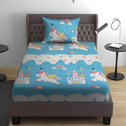 Kids Dedsheets Single Bed 60x90 Inches with 1 Pillow Cover 20x30 inch, Cotton Blend, Soft & Lightweight.