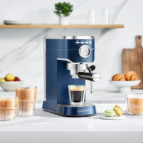 Miniatura 48 de CASABREWS Máquina de café expreso de 20 bares, cafetera profesional con espumador de leche, cafetera compacta con tanque de agua extraíble de 34
