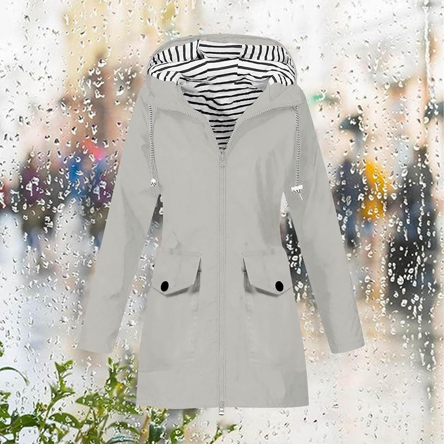 Lightweight Rain Jacket Women Wind Breaker Waterproof Raincoat