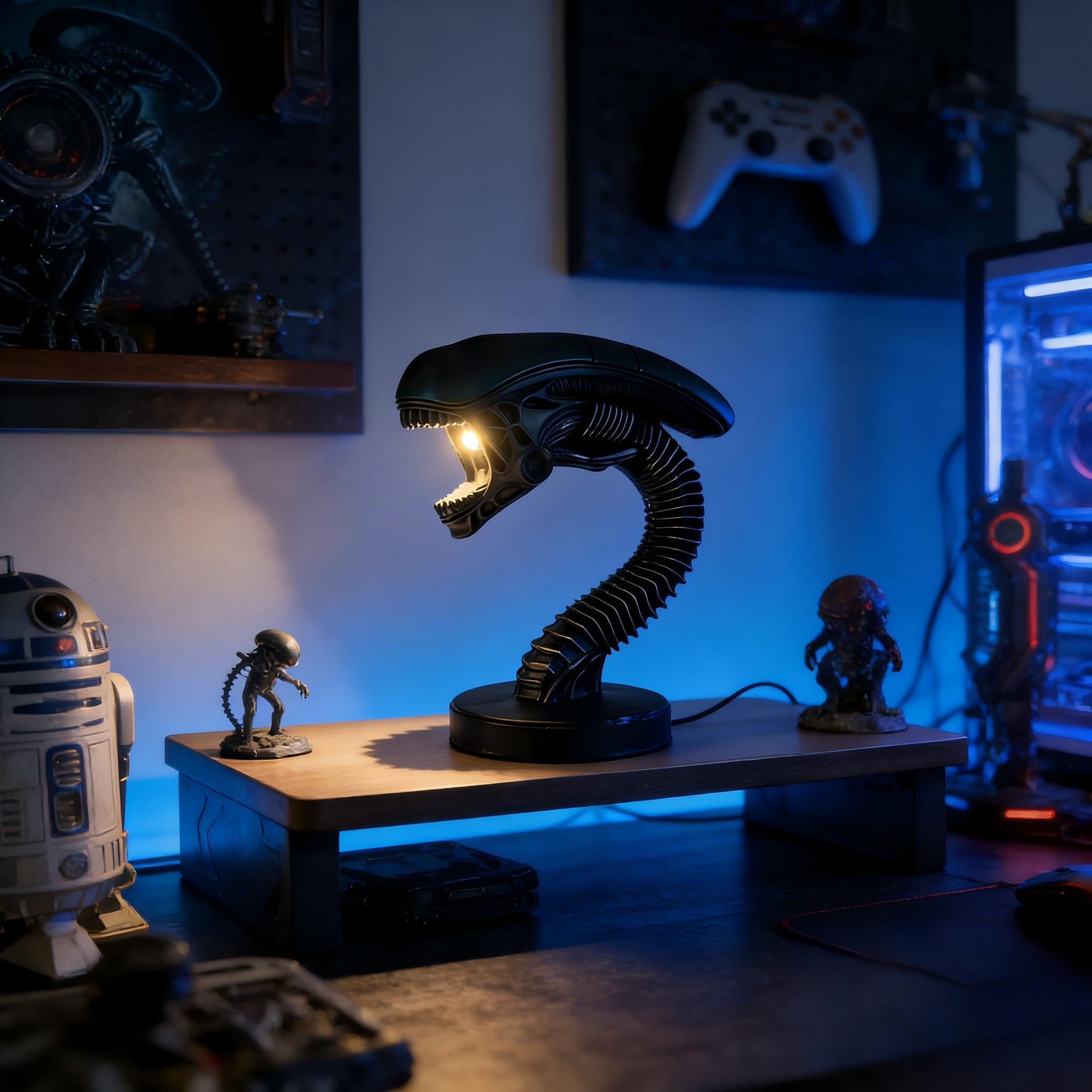 LED Desk Lamp Alien Lamp Novelty Night Light, Children's Room Desktop Reading Light,Child Room Decoration Light, Suitable for Children's Holiday Gift Science Fiction Enthusiasts