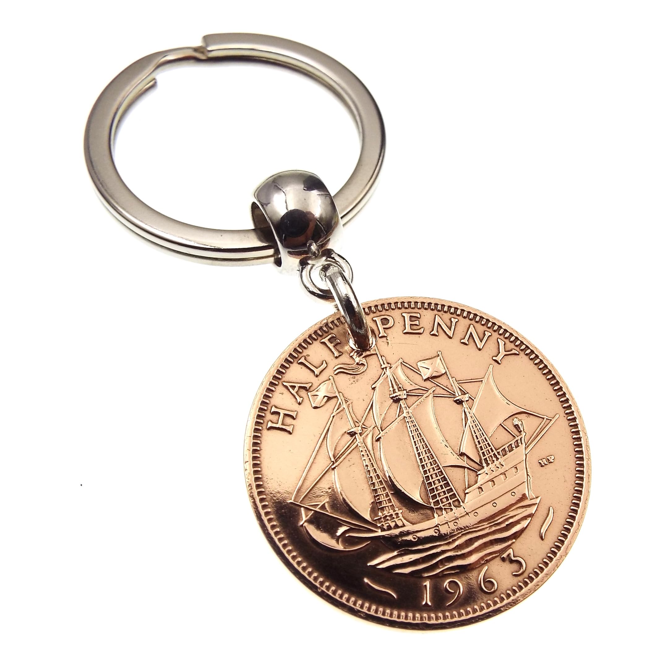 A Silver Dream 1963 British Half Penny Coin Keyring