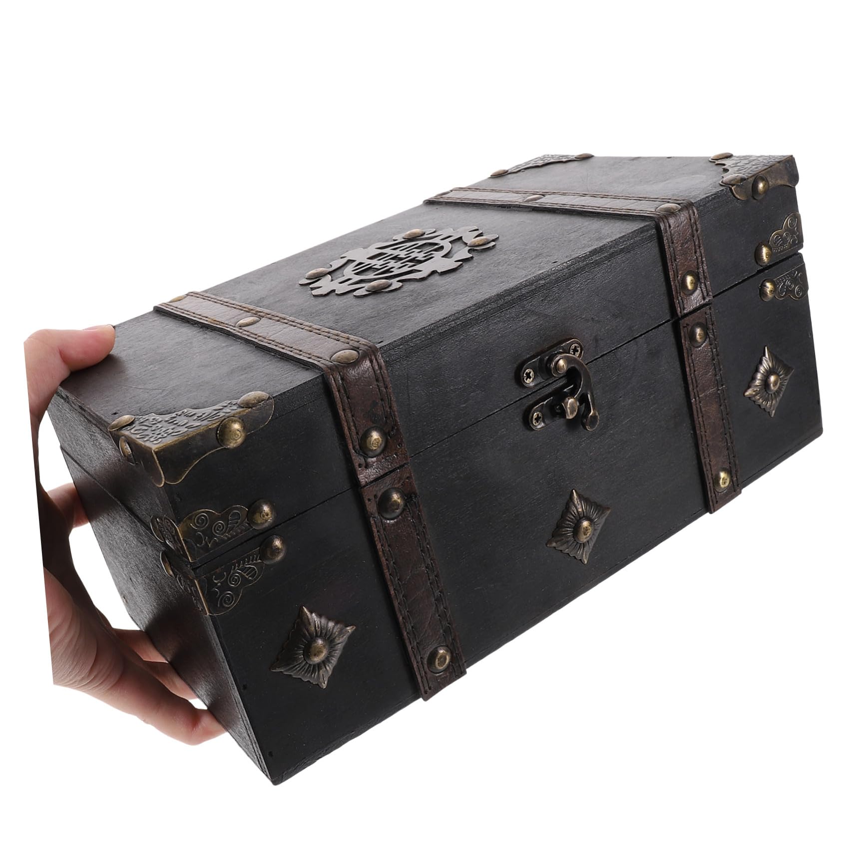 Holzkiste mit Einfachem Öffnen und Schließen mit Deckel Vielseitige Aufbewahrungskiste Retro Kompakte Kleine Schatztruhe für Reise und Spiel
