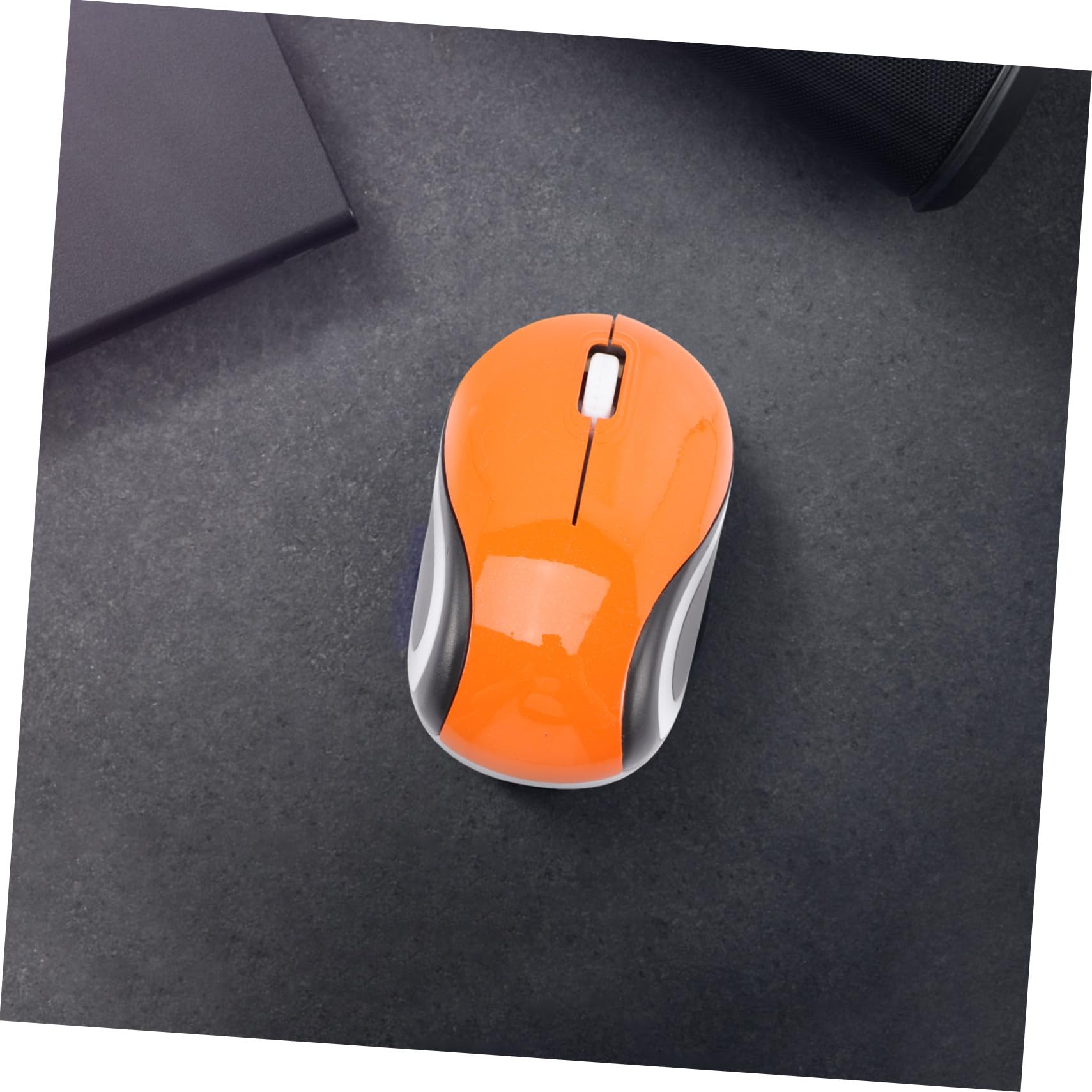Mouse Wireless Piccolo Ricaricabile con Ricevitore Usb, Design Ergonomico in Abs, per Ufficio e Custodia Computer, Colore Arancia