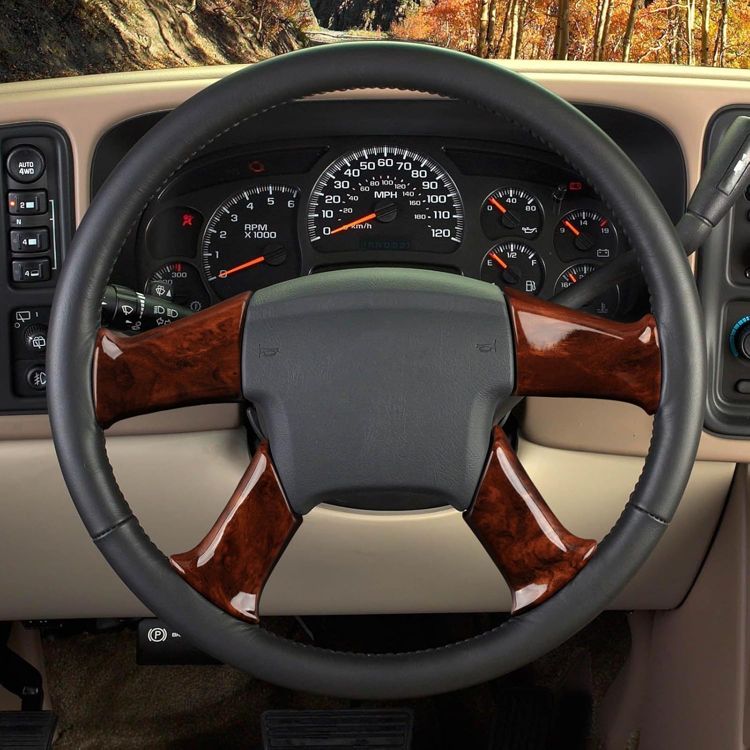 4PCS Car Trim Cover Decal Sticker Compatible with Chevy Silverado Suburban Tahoe Avalanche Express GMC Sierra Yukon Savana 2003-2006 / Trailblazer 2002-2009 Accessories (Style B, Woodgrain)
