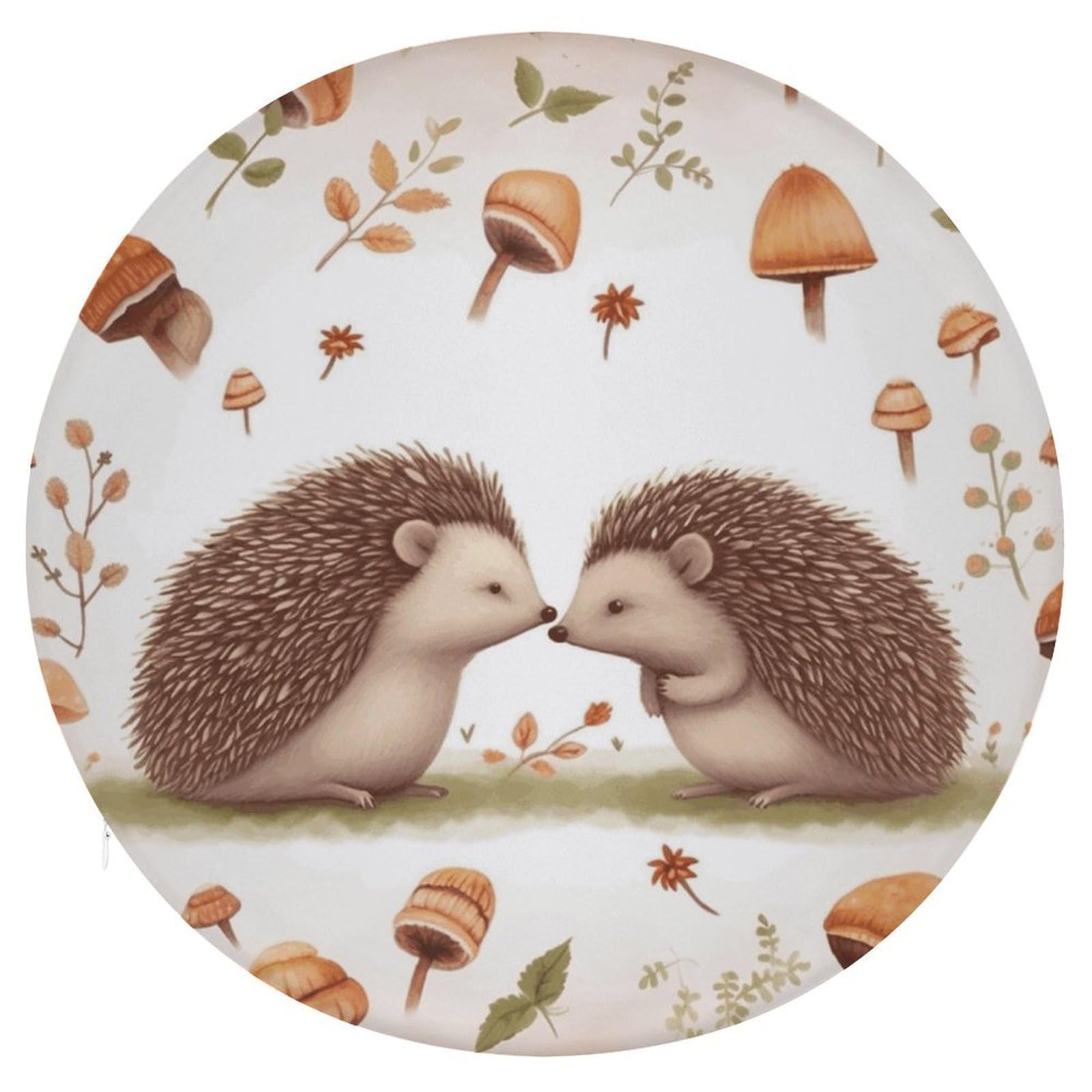 JTREHY Nature Lovely Hedgehog Lovers Cushion Soft Breathable Round Cushions Multi-Functional with Zipper Floor Pillows Cushion for Various Indoor Occasions Chair Pad