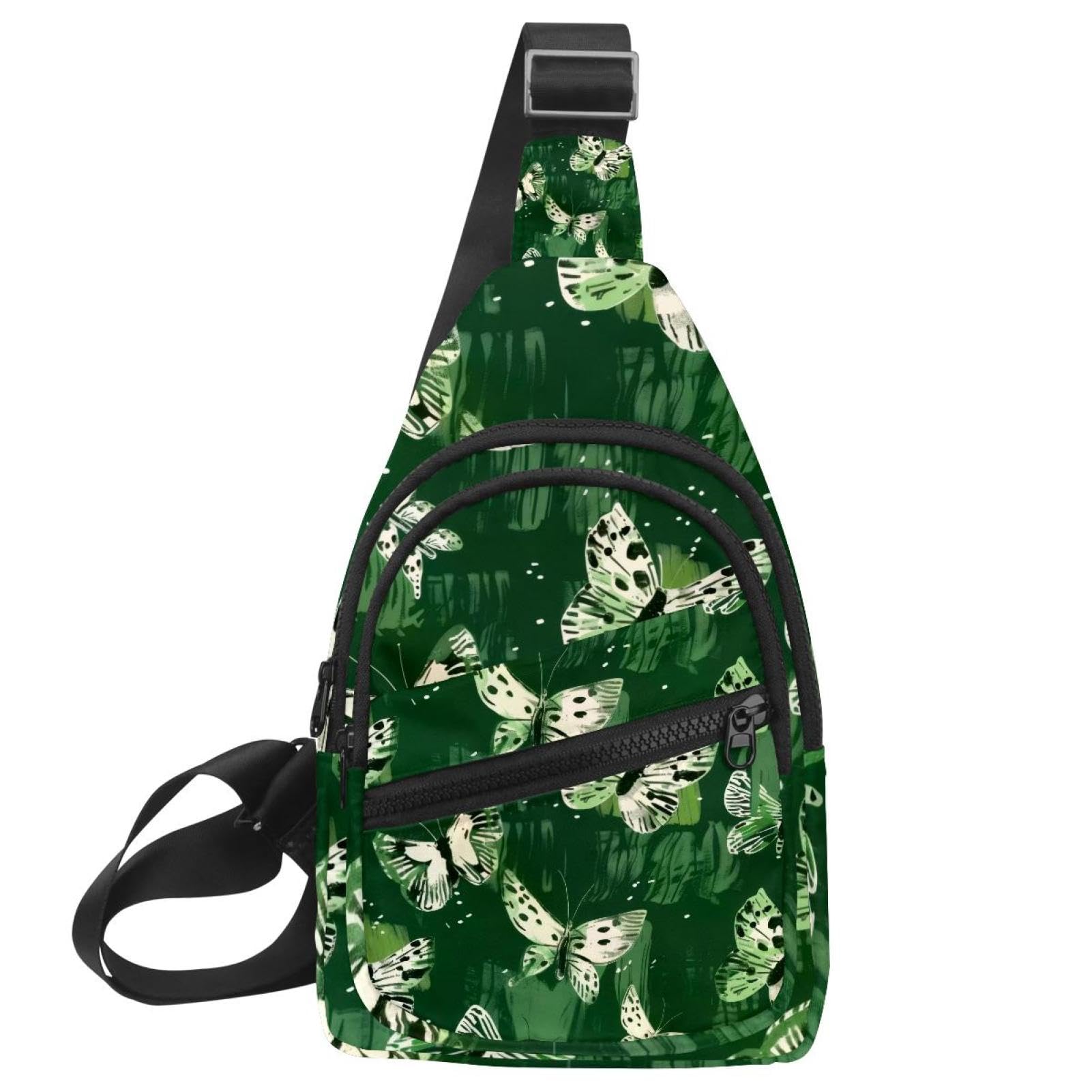 Mochila cruzada de mariposas verdes con correa ajustable ultraligera multicolor 7